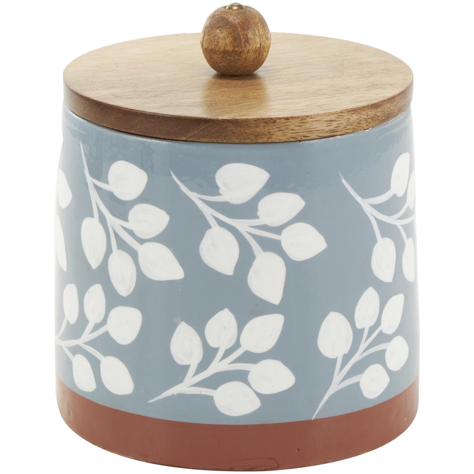 Set of 3 Floral Ceramic Decorative Canisters with Wood Lids