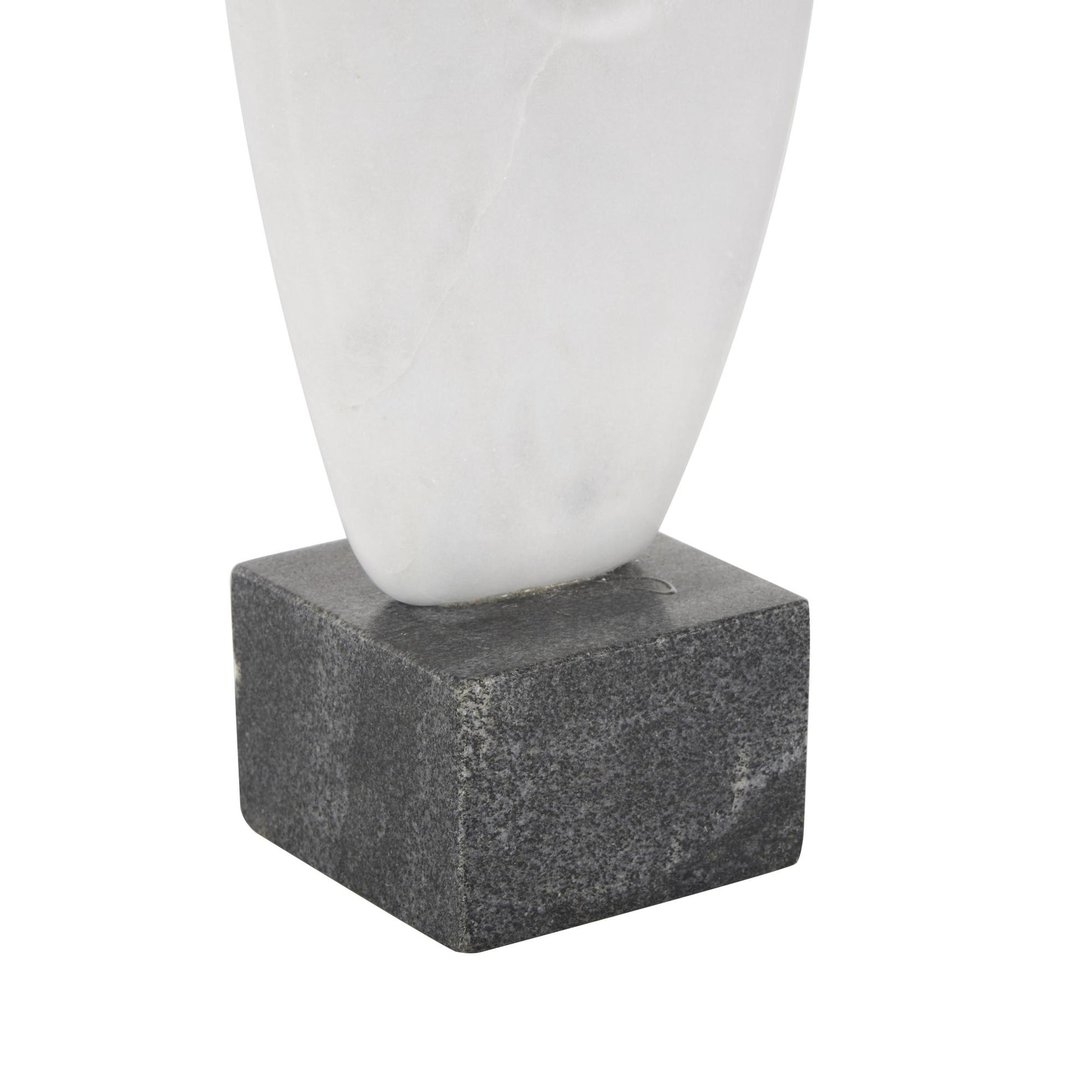 Abstract White Marble Angled Cutout Decorative Sculpture with Black Block Base