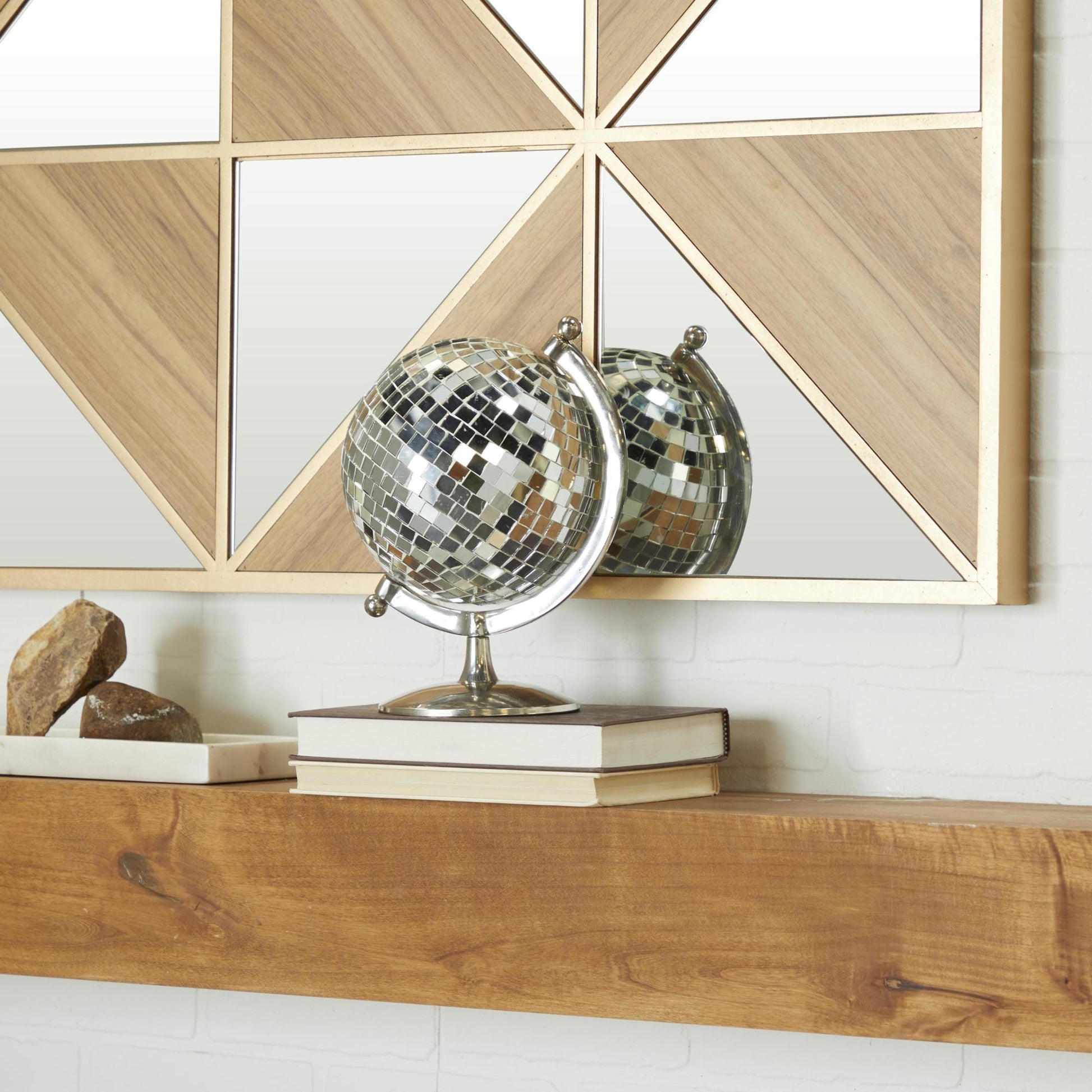 Silver Stainless Steel Metal Disco Ball Style Educational/Geographic Earth Globe