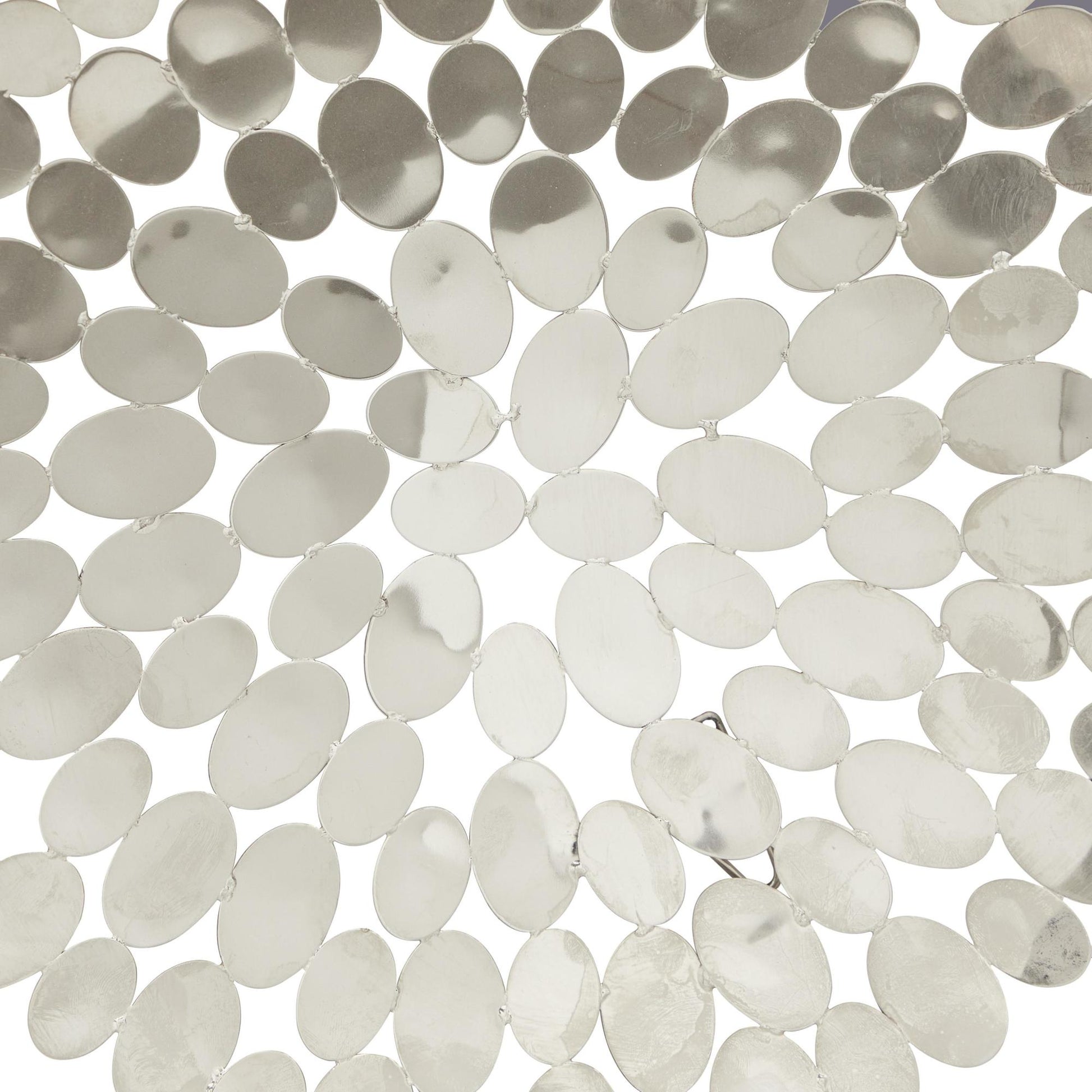 Set of 9 Plate Silver Stainless Steel Metal Home Wall Decor with Hammered Design