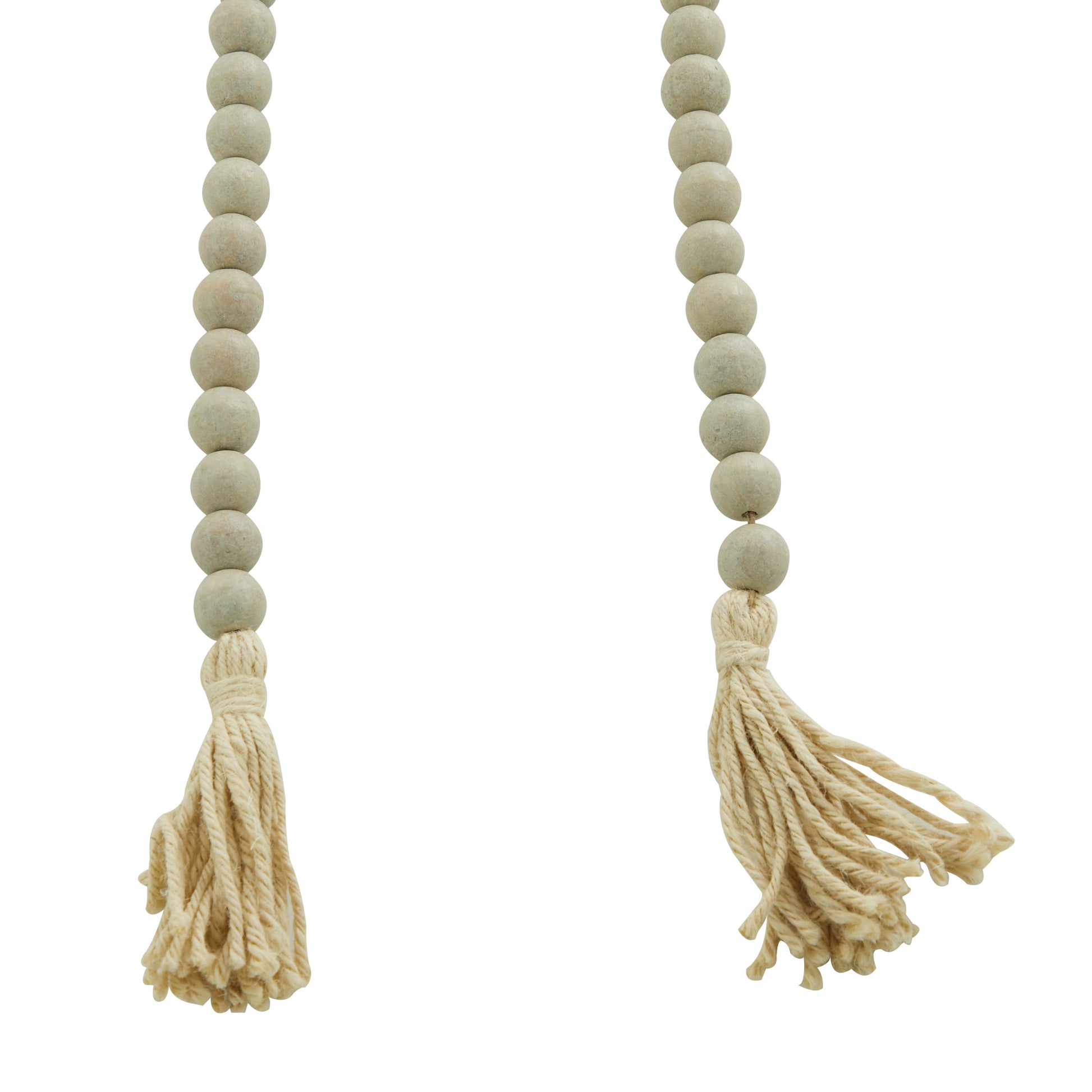 Mango Wood Handmade Round Long Carved Beaded Garland with Tassel