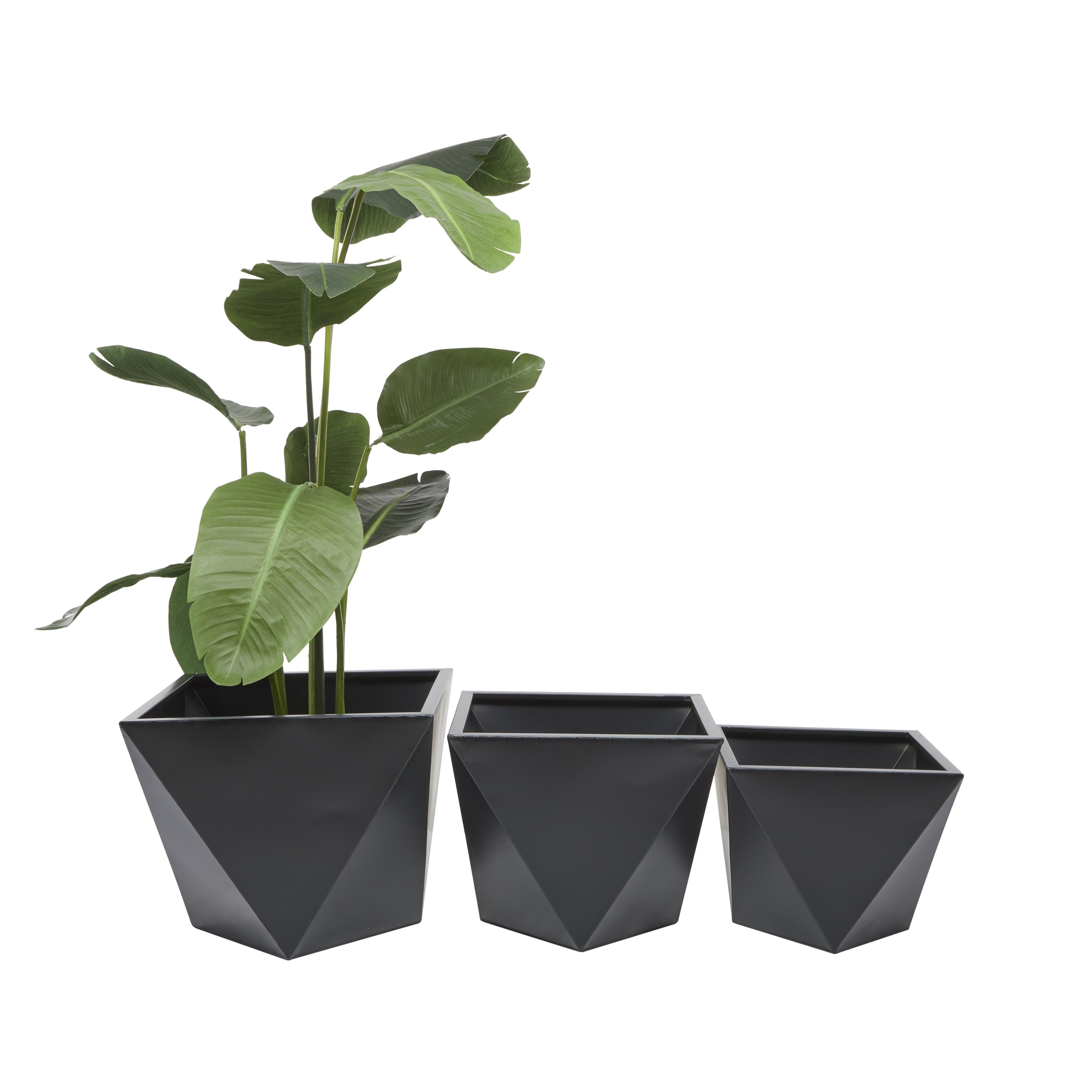 CosmoLiving by Cosmopolitan Set of 3 Metal Indoor Outdoor Planter