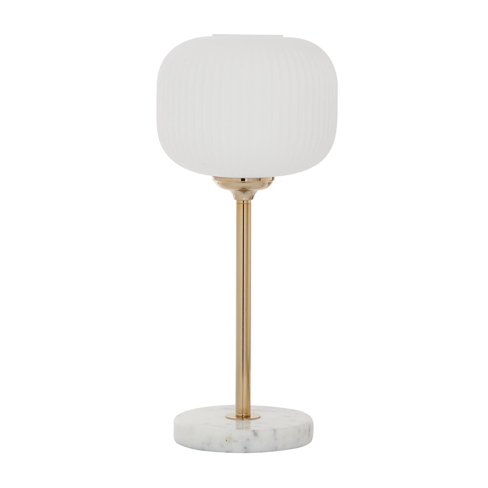 CosmoLiving by Cosmopolitan White Metal Room Table Lamp with Round Ribbed Shade