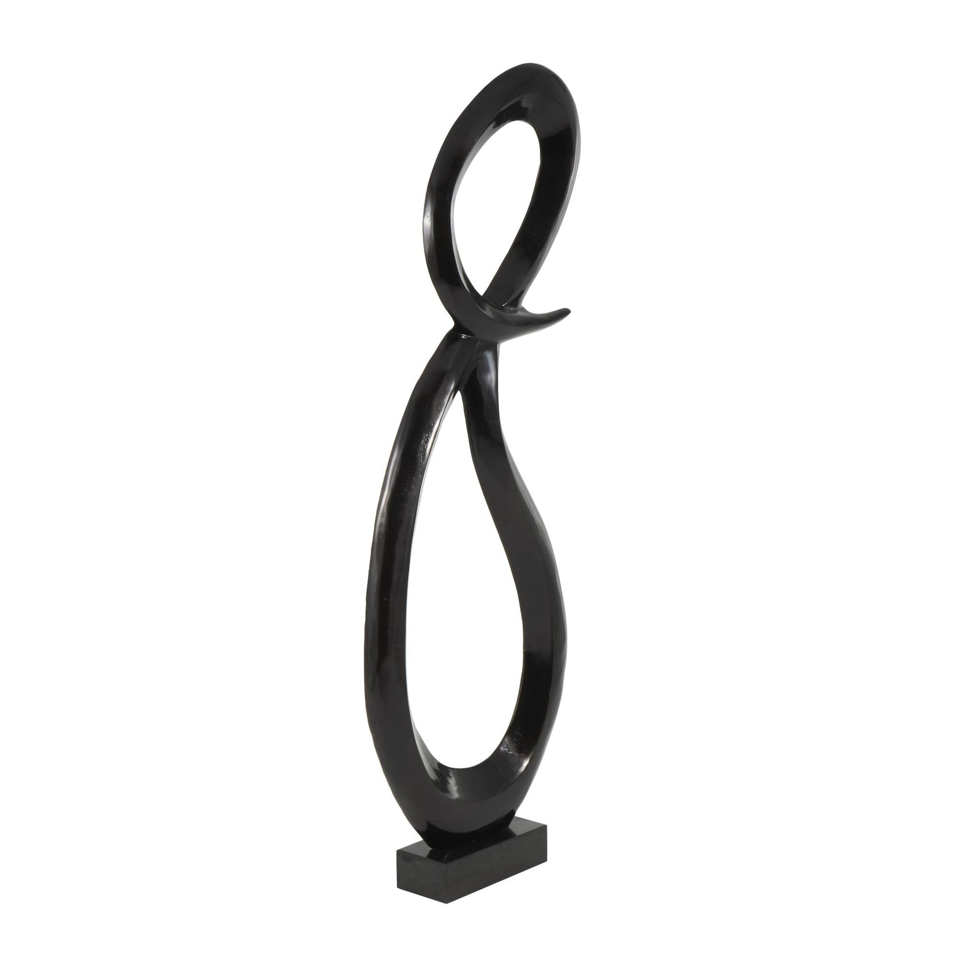 Abstract Aluminum Metal Tall Looped Floor Decorative Sculpture with Black Marble Base