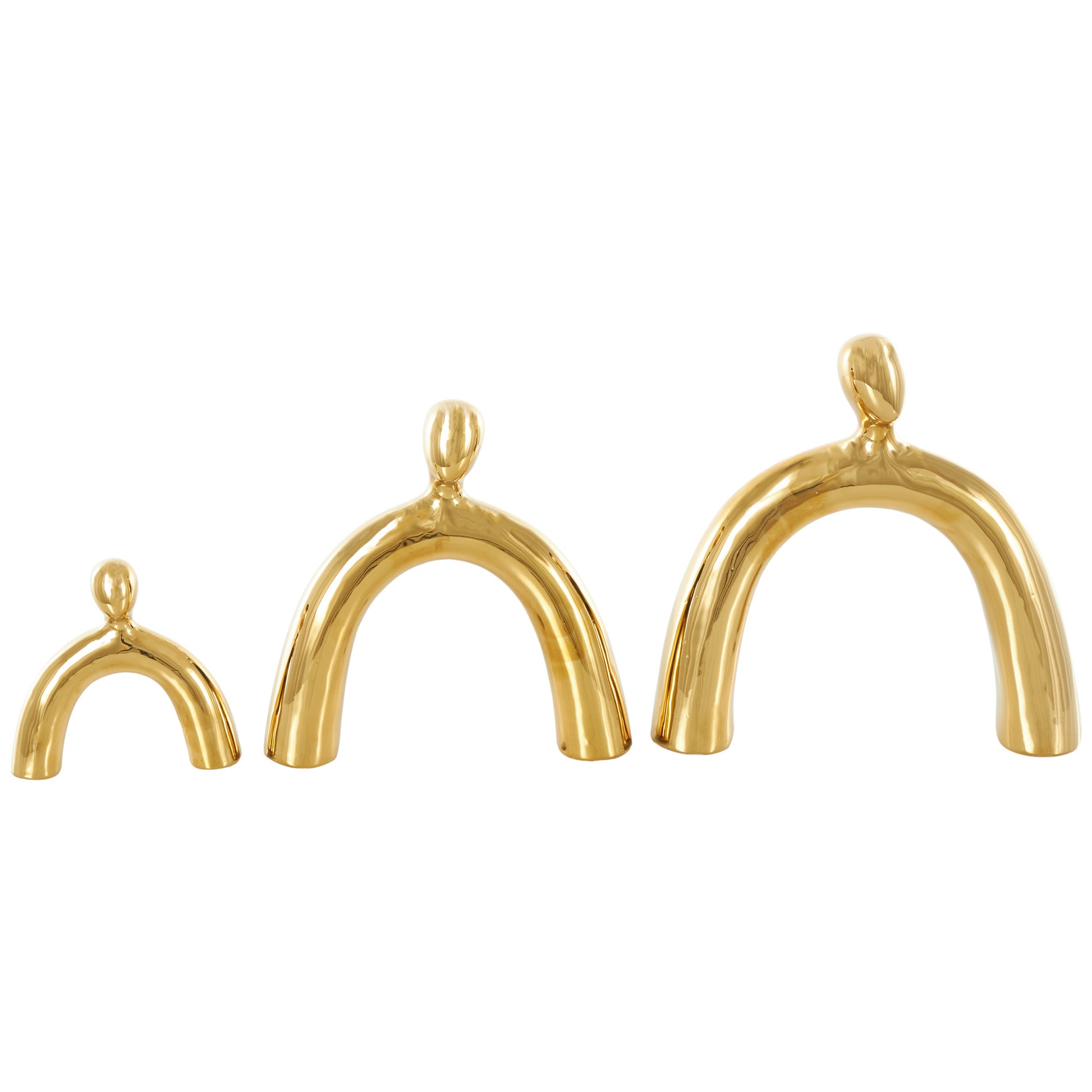 Set of 3 Family Ceramic Abstract Arched Decorative Sculpture