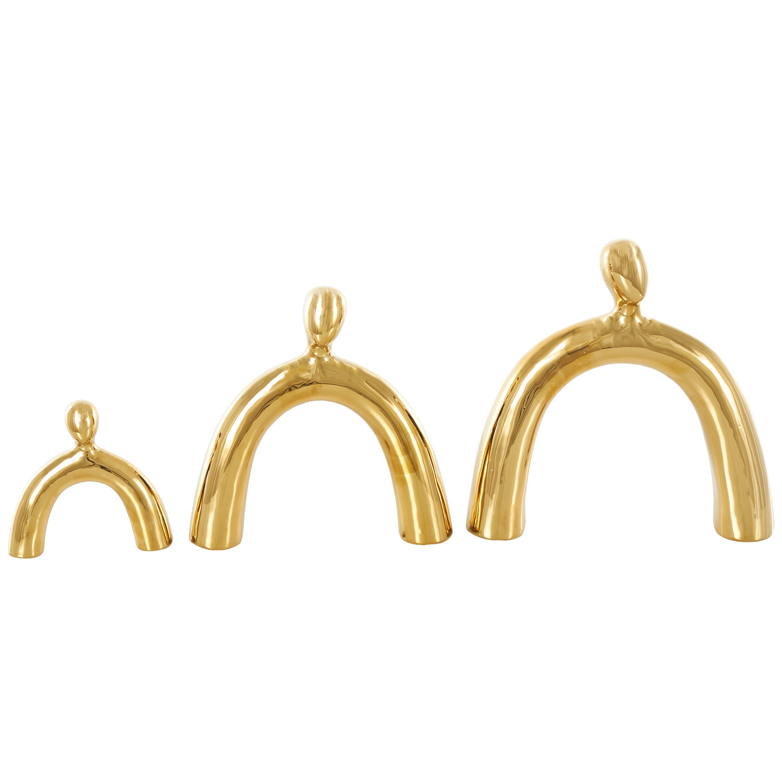 Set of 3 Family Ceramic Abstract Arched Decorative Sculpture