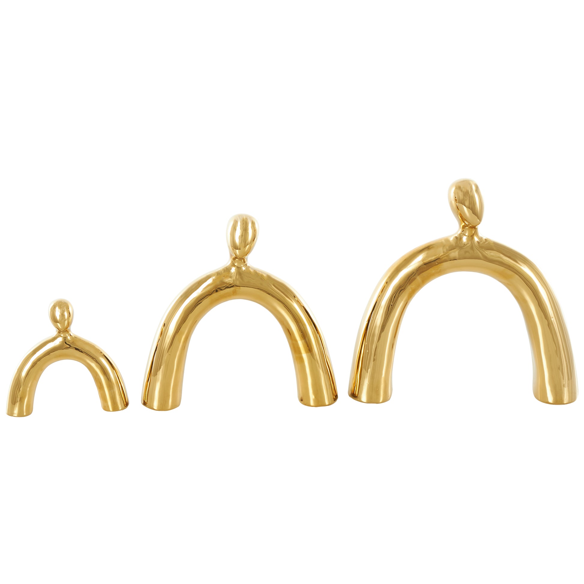 Set of 3 Family Ceramic Abstract Arched Decorative Sculpture