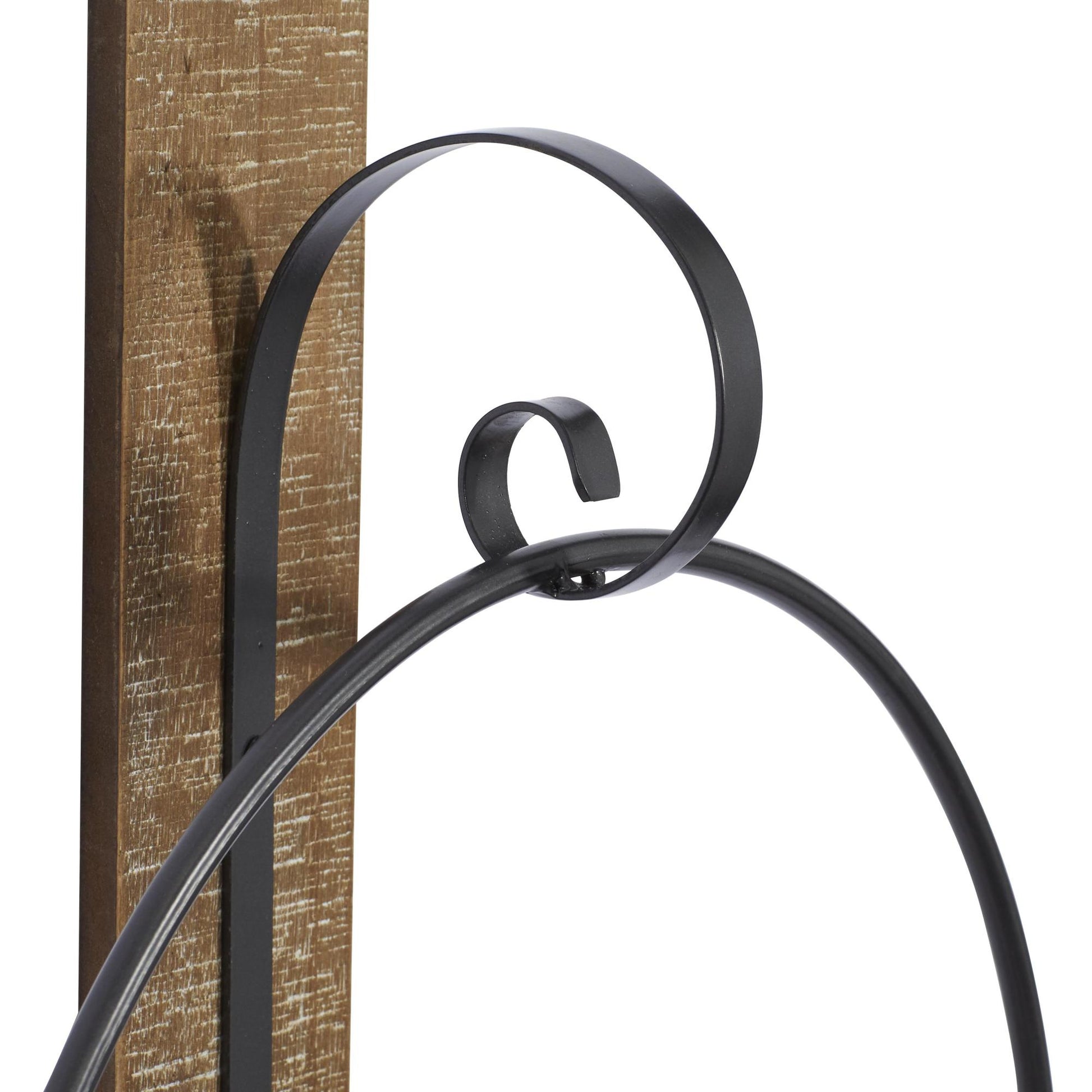 Geometric Brown Wood Pillar Indoor Outdoor Wall Sconce with Wood Back Mount