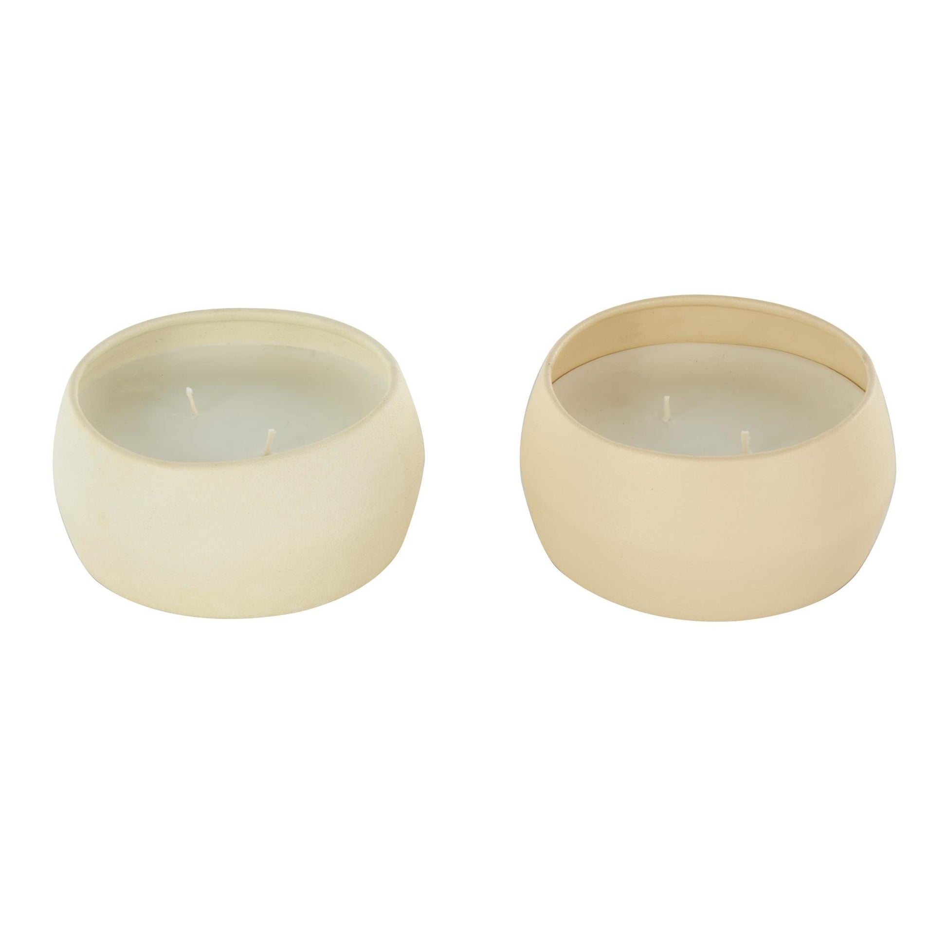 Set of 2 Metal Apple Cinnamon / Creamy Vanilla Swirl Scented Textured 9oz 2 Wick Decorative Candle with White Wax