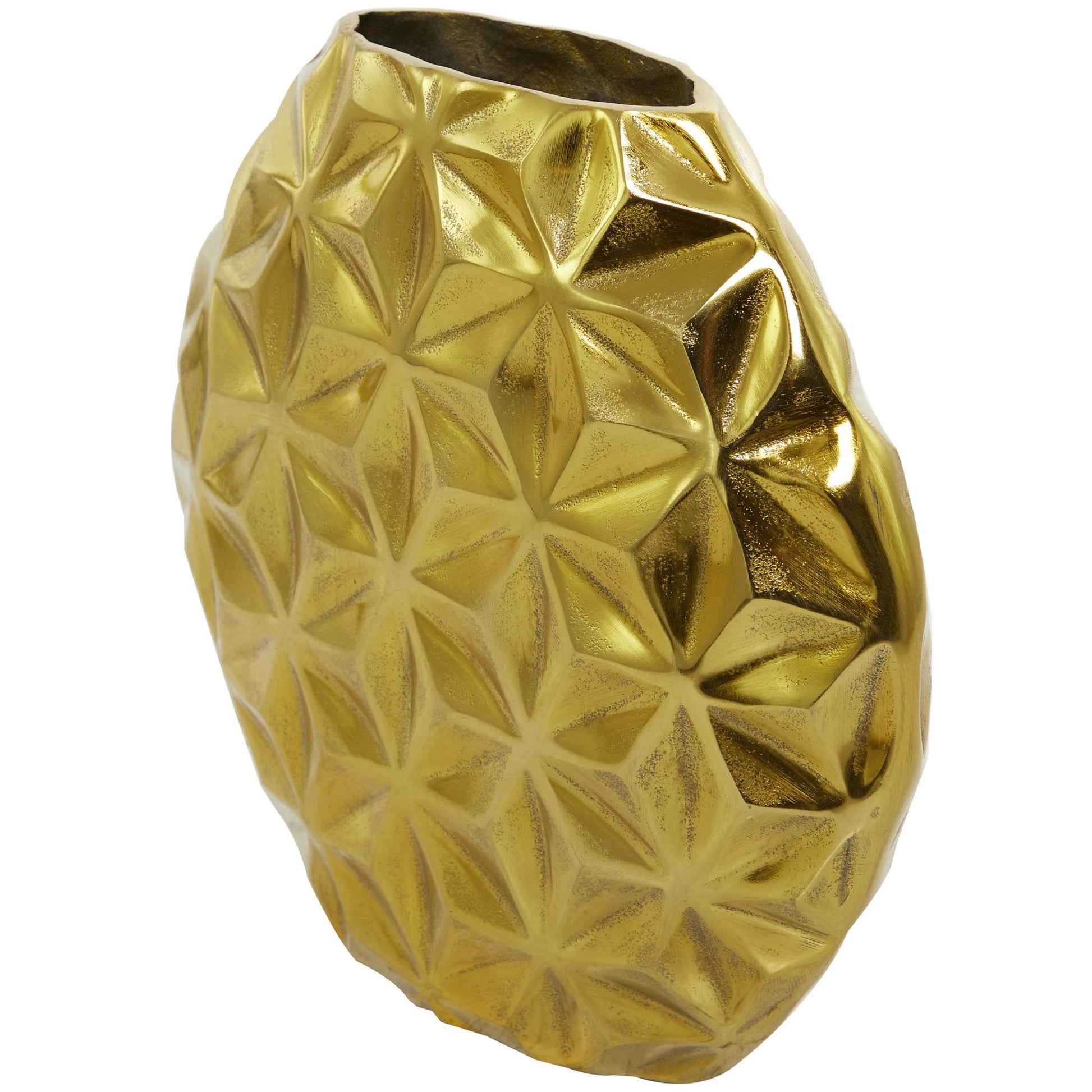CosmoLiving by Cosmopolitan Geometric Aluminum Metal Faceted Decorative Vase