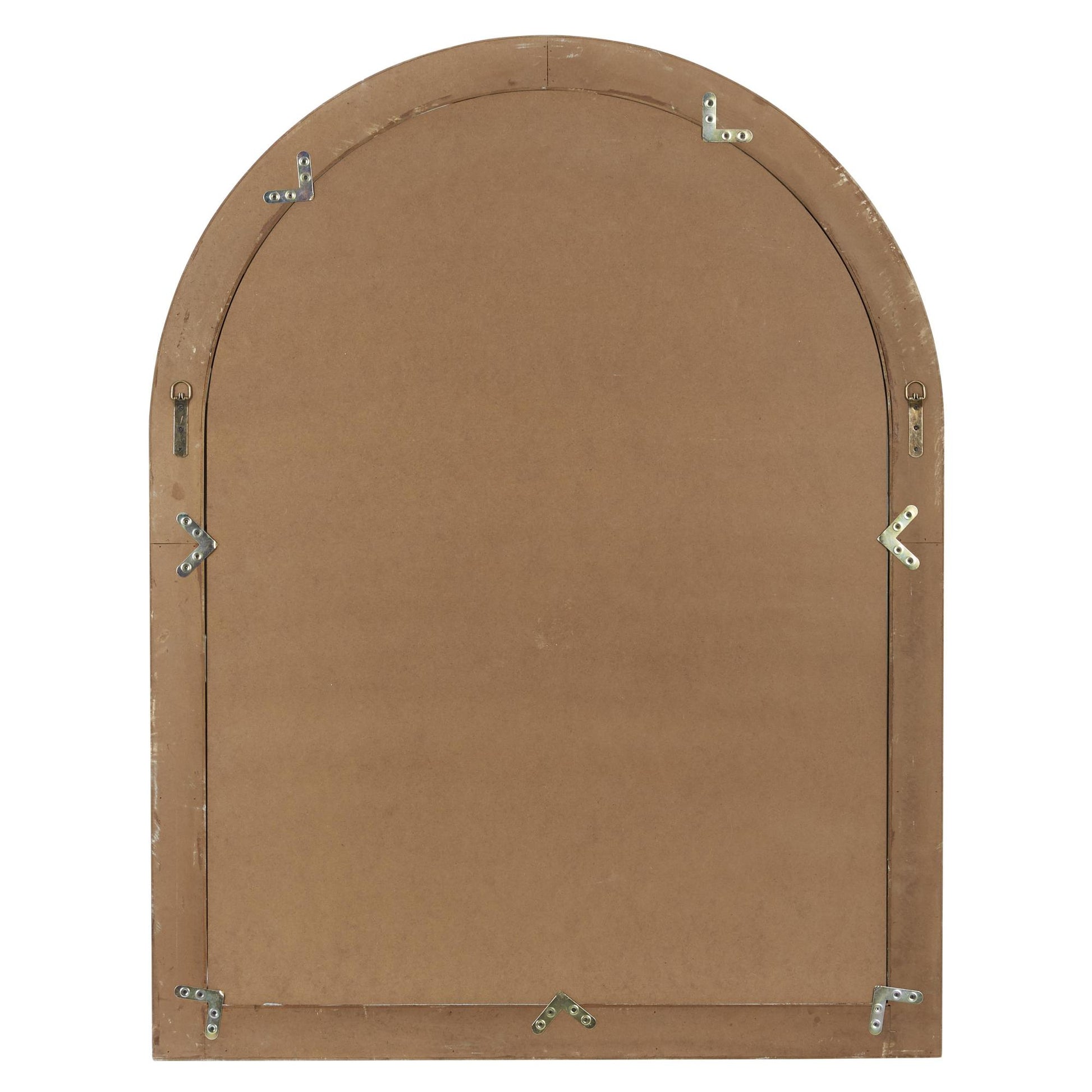 Wood Window Pane Inspired Room Wall Mirror with Arched Top and Distressing