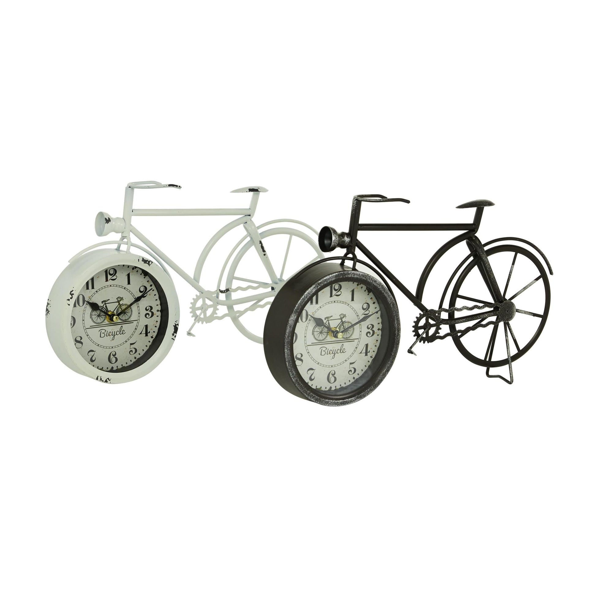 Set of 2 Bike Black Metal Decorative Clock