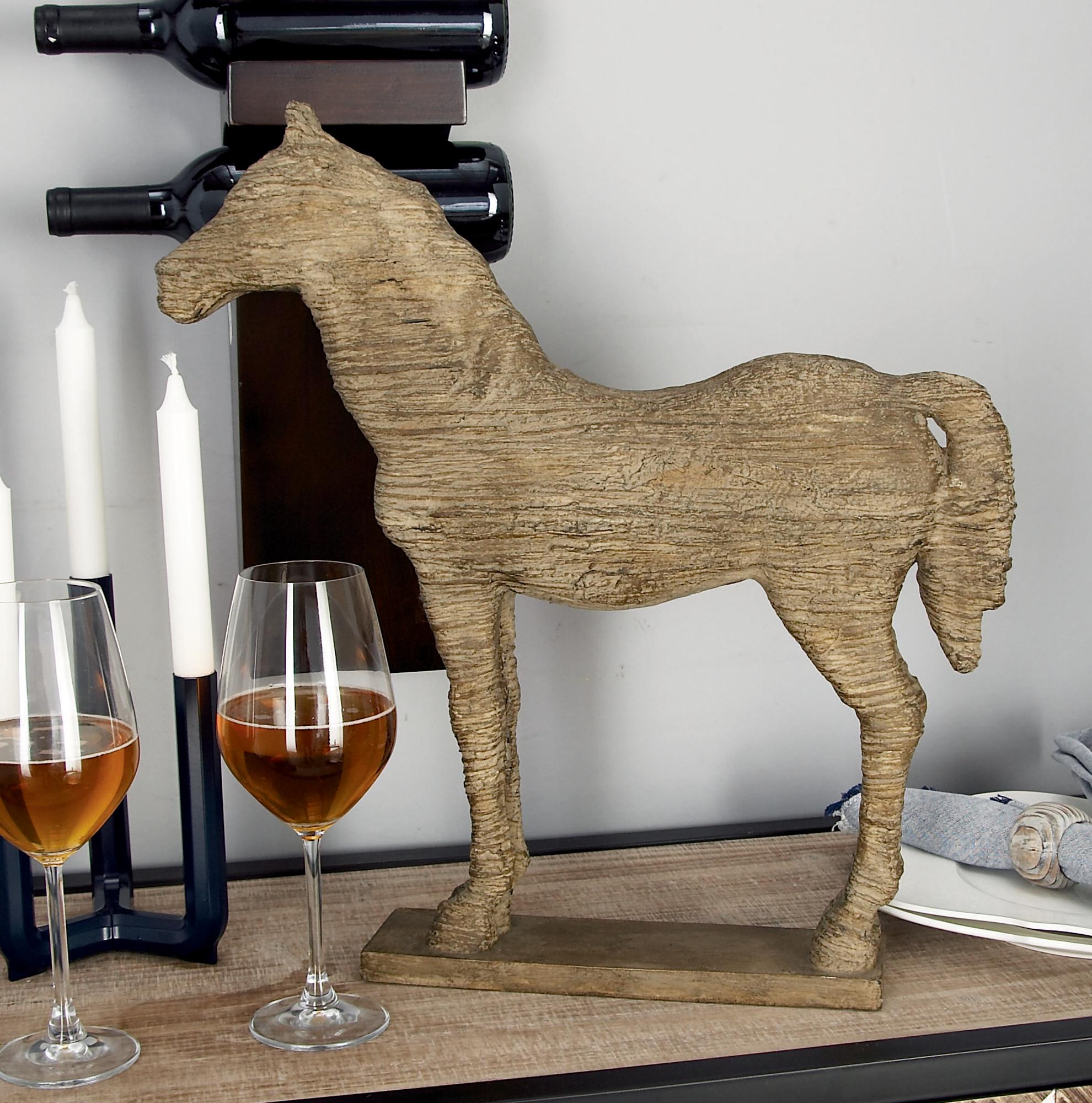 Horse Beige Polystone Decorative Sculpture