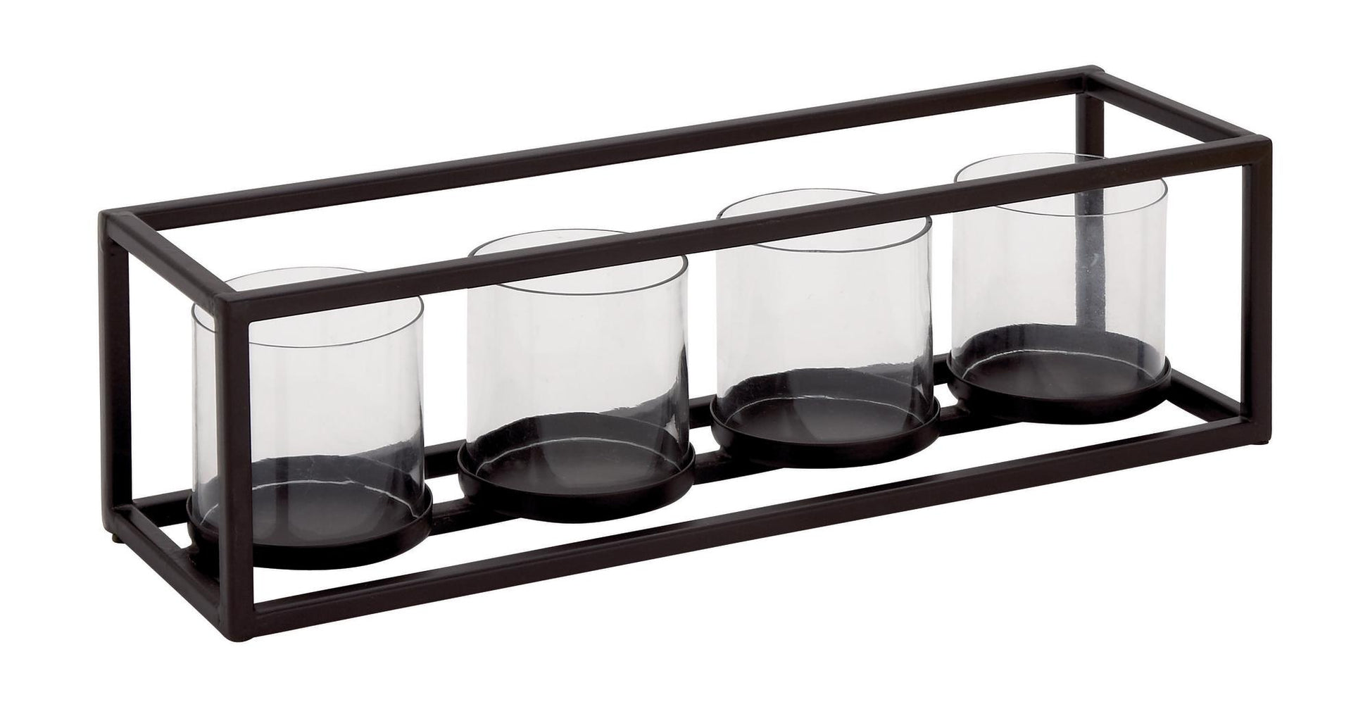 Black Metal 5 Glass Sleeve Decorative Candelabra