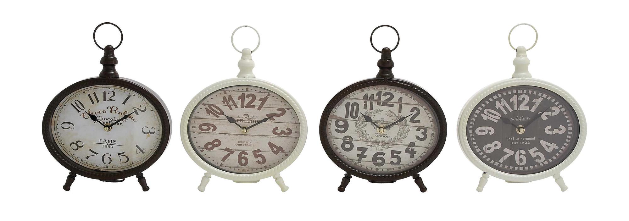 Set of 4 Black Metal Ring Top Decorative Clock