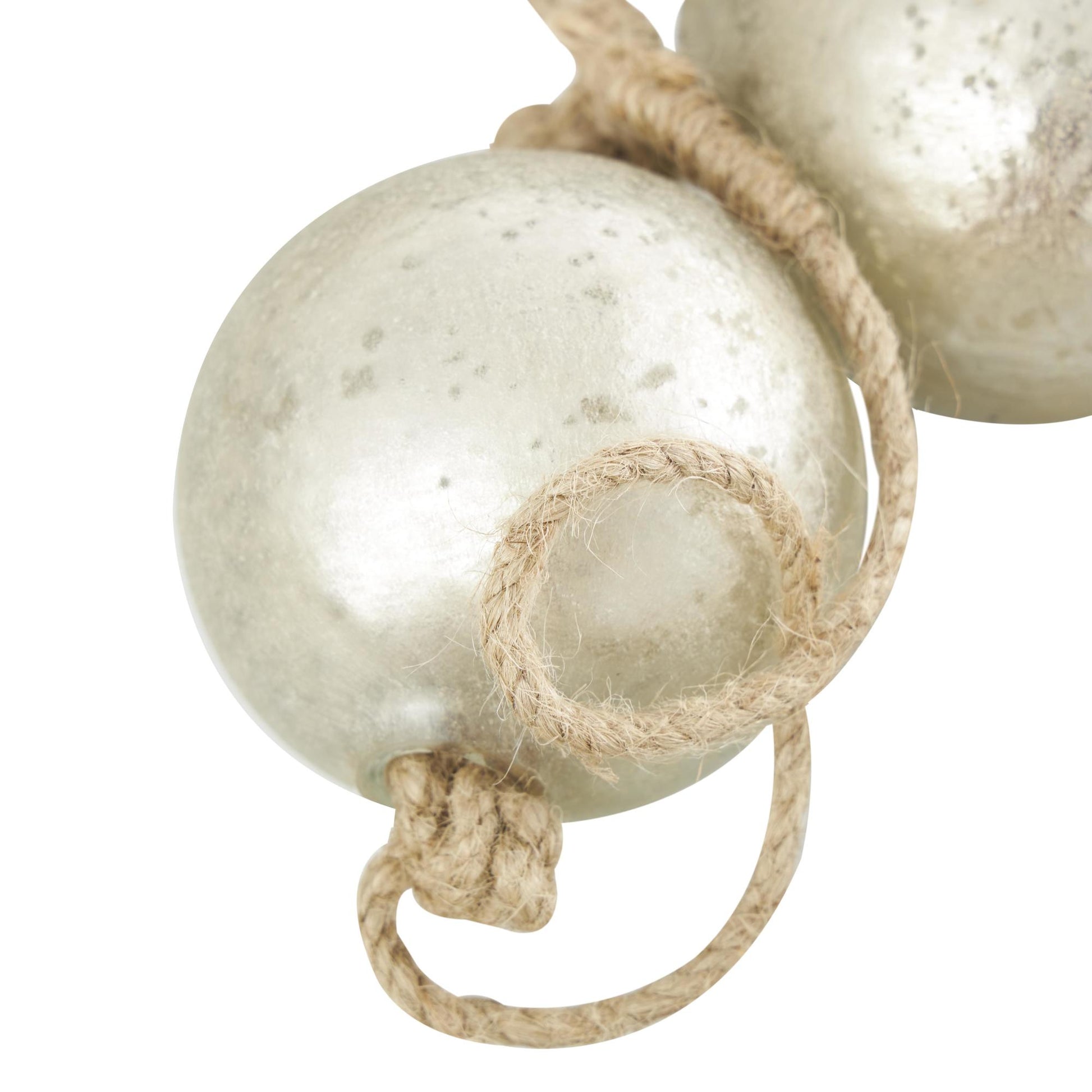 Glass Handmade Round Extra Long Frosted Orb Beaded Garland with Tassel with Knotted Jute Rope