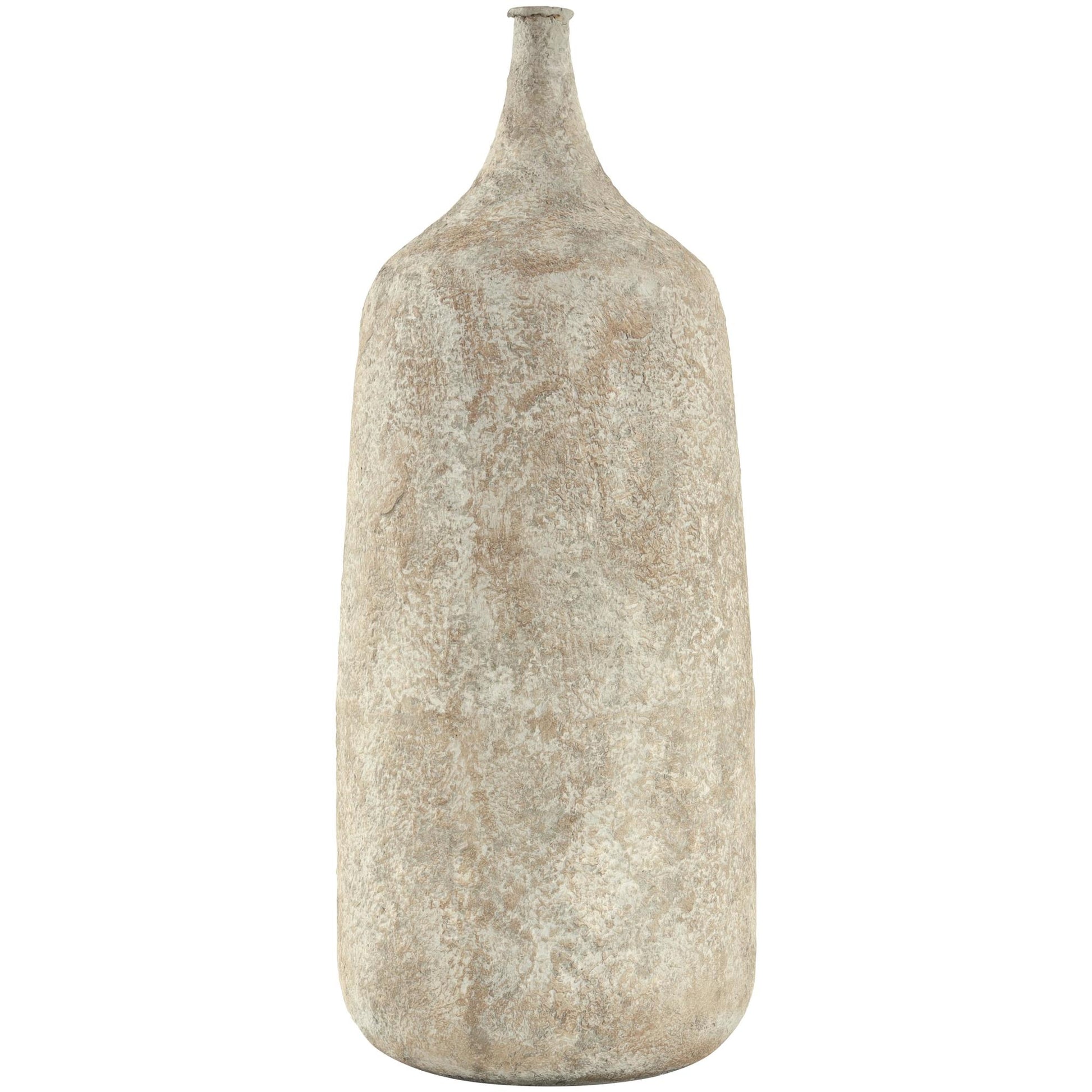 Beige Metal Handmade Antique Style Distressed Decorative Vase