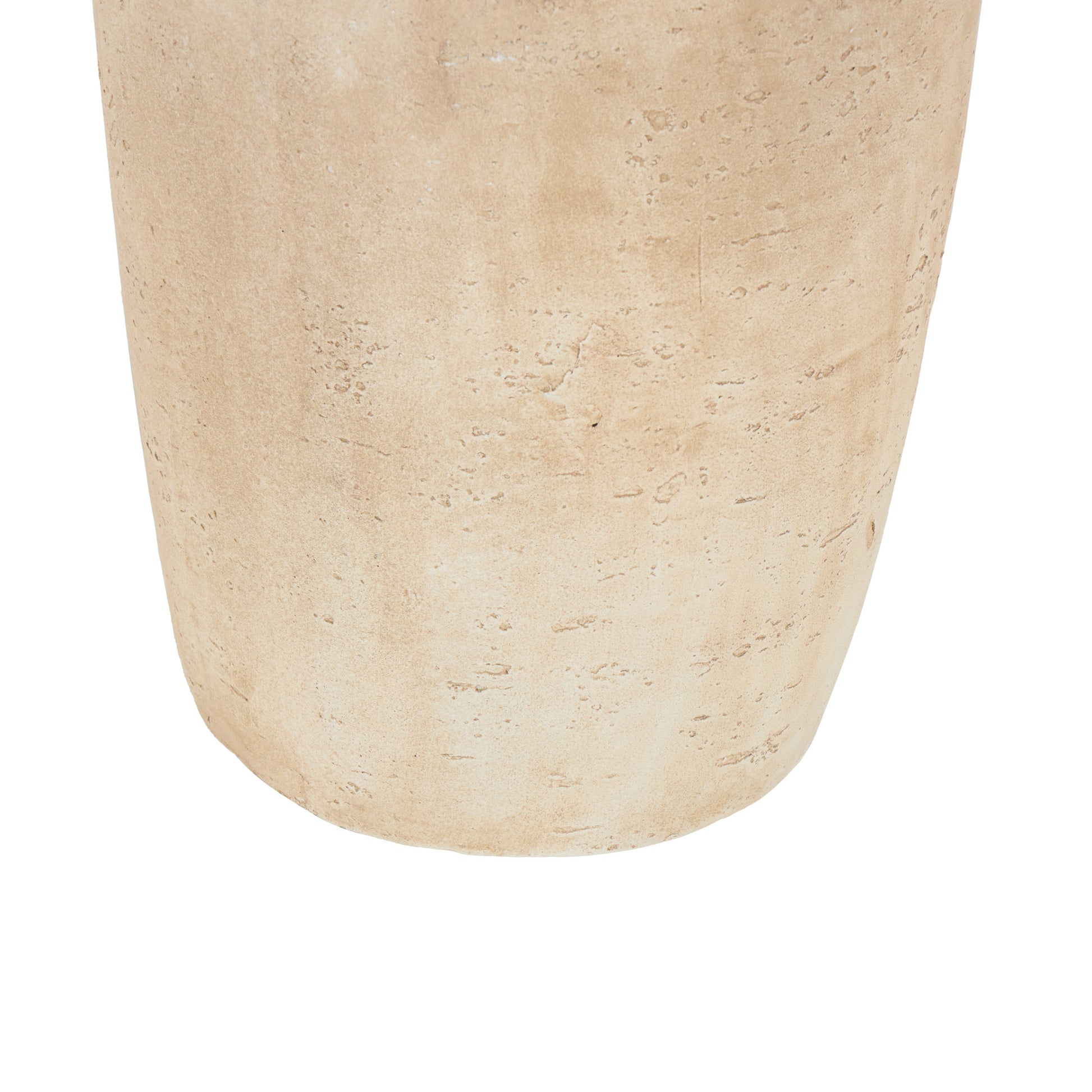 Set of 2 Beige Magnesium Oxide Side End Accent Table with Tempered Glass Tabletop