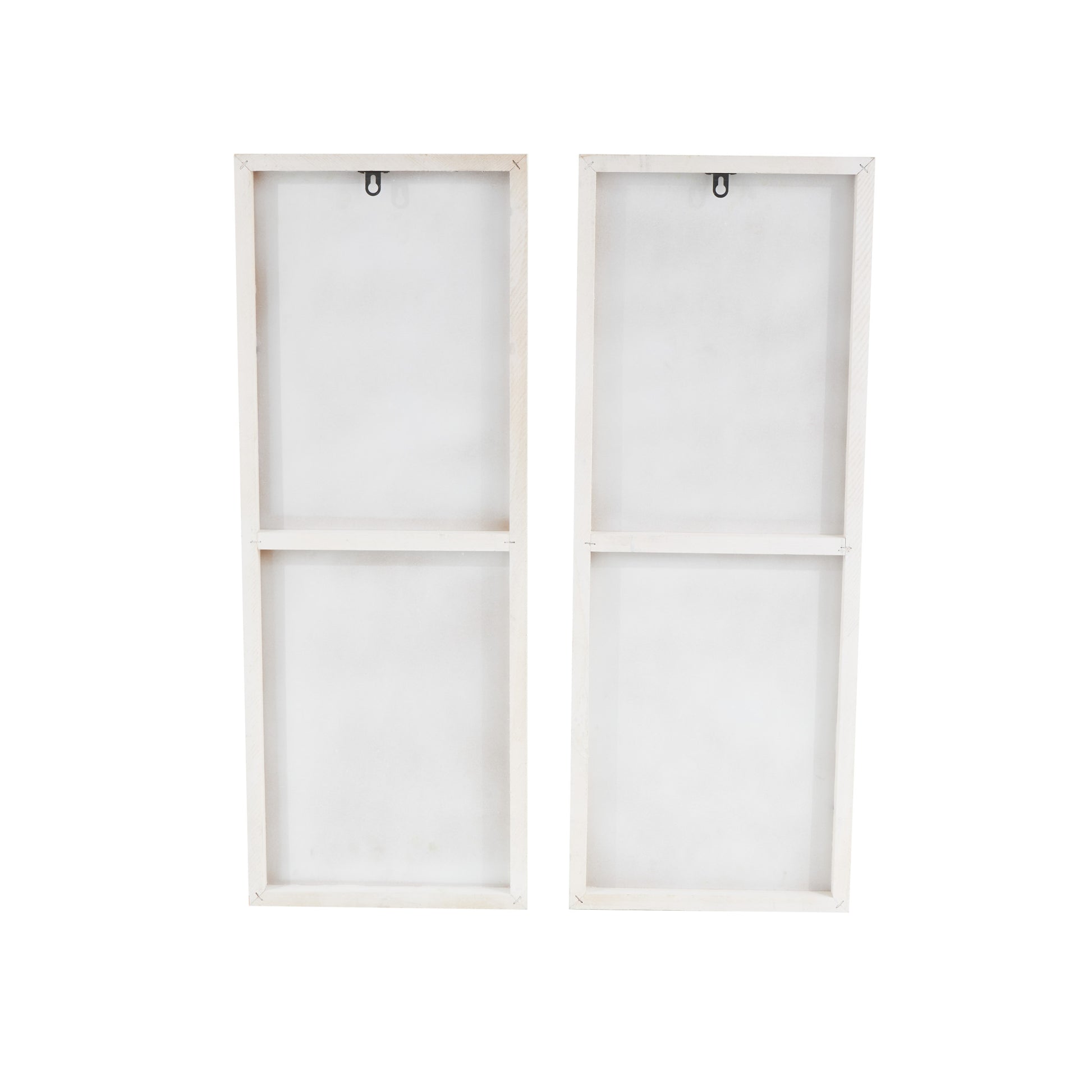Set of 2 Geometric White Wood Decorative Wall Art with Black Accents