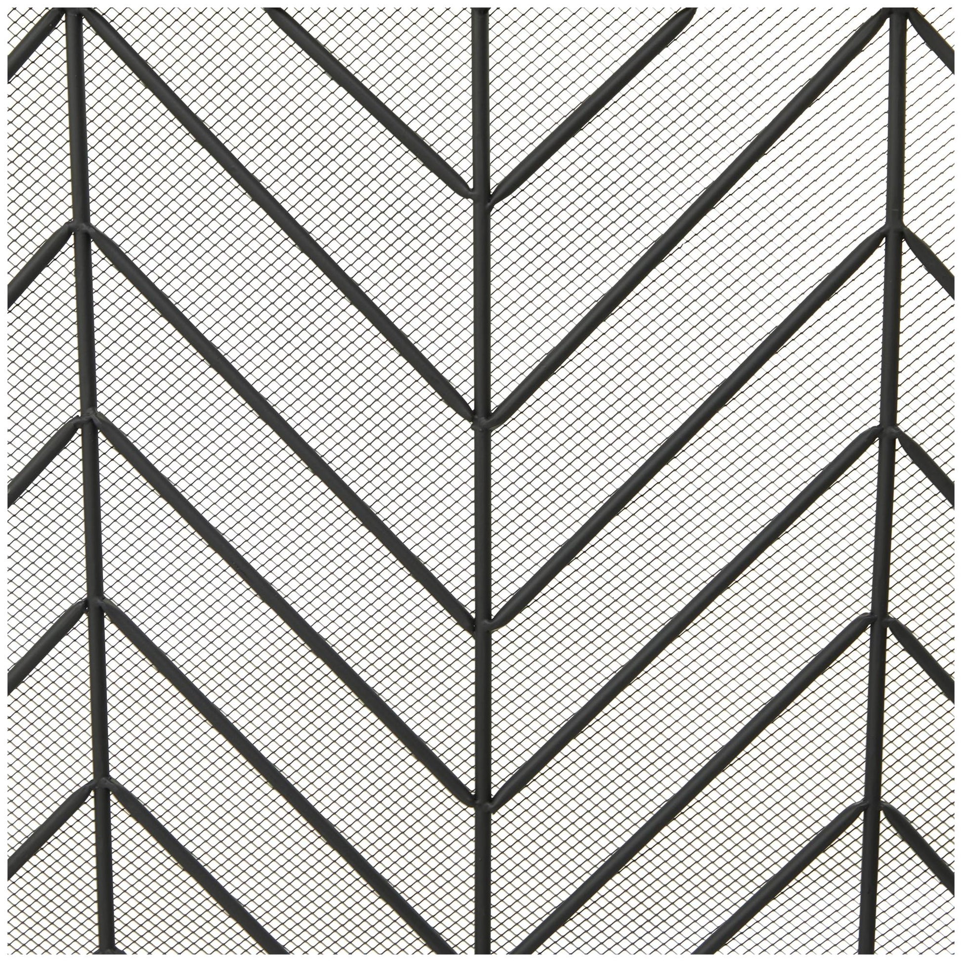 Geometric Metal Foldable Mesh Netting 3 Panel Living Room Fireplace Screen with Chevron Pattern