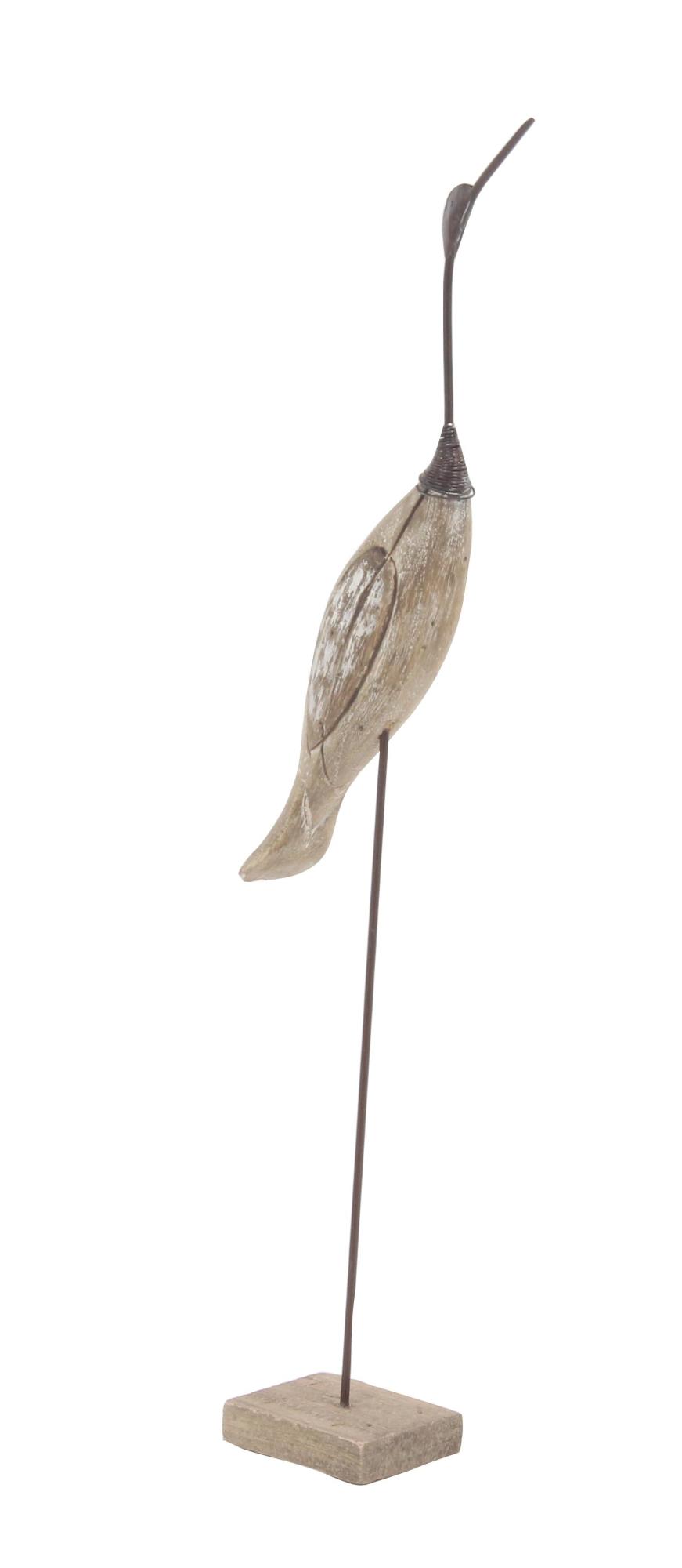 Set of 2 Bird Brown Wood Decorative Sculpture
