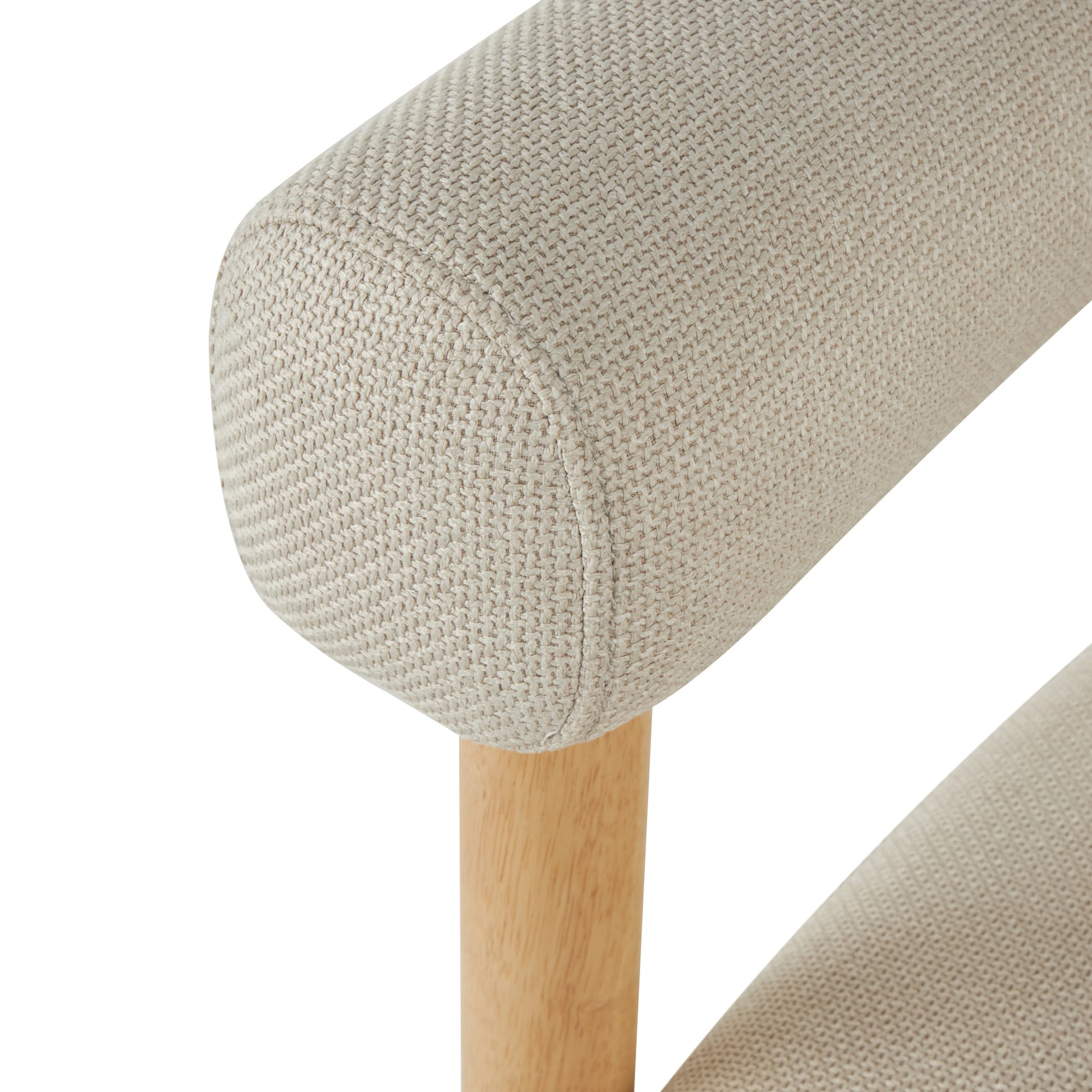 Beige Polyester Curved Back Mid Century Modern Round Boucle Living Room Accent Chair with Wood Frame