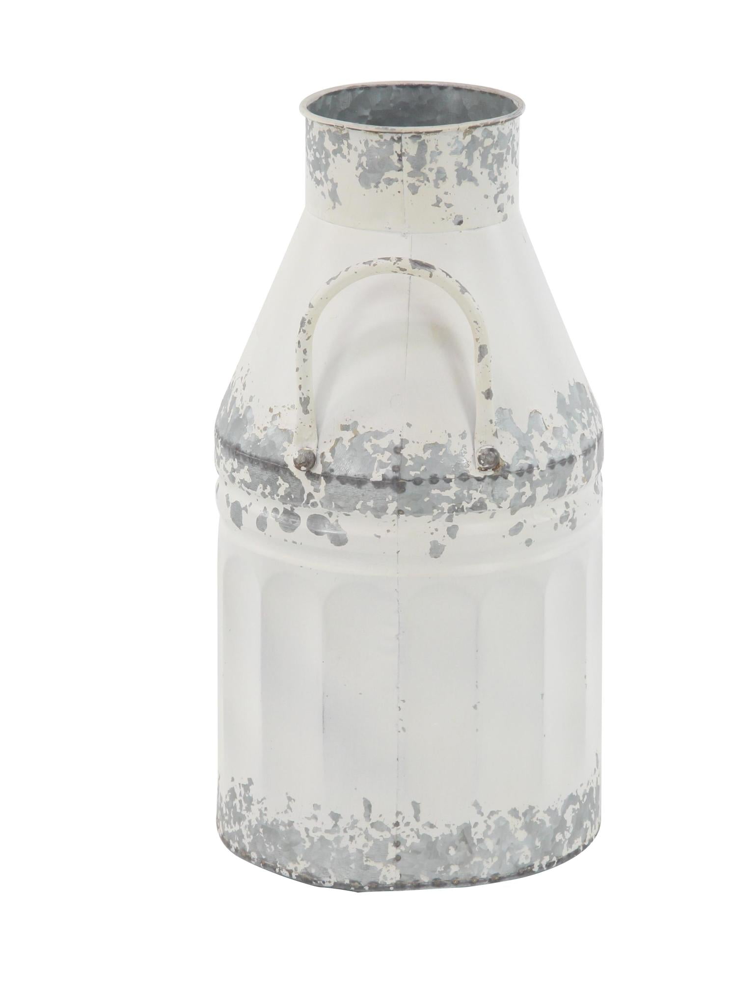 Set of 2 White Metal Decorative Vase