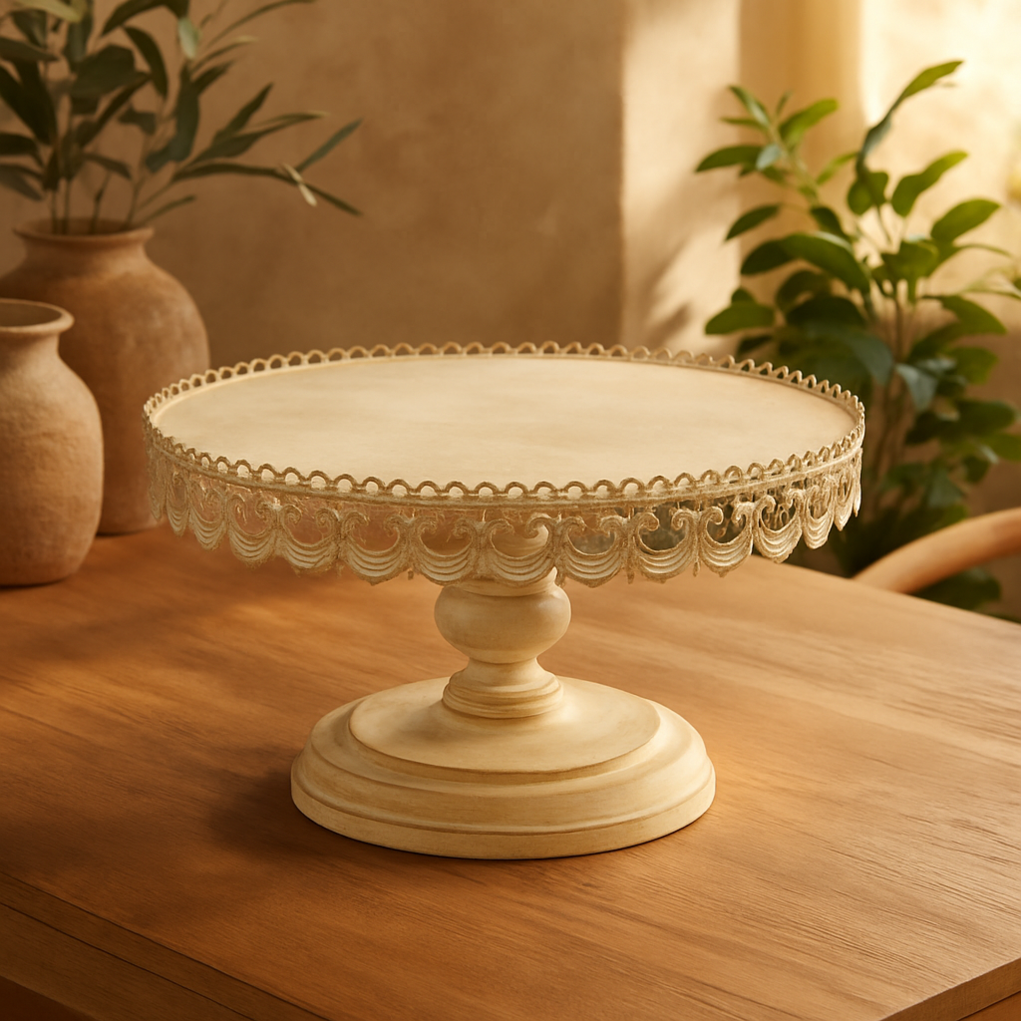 Metal Decorative Cake Stand with Lace Inspired Edge