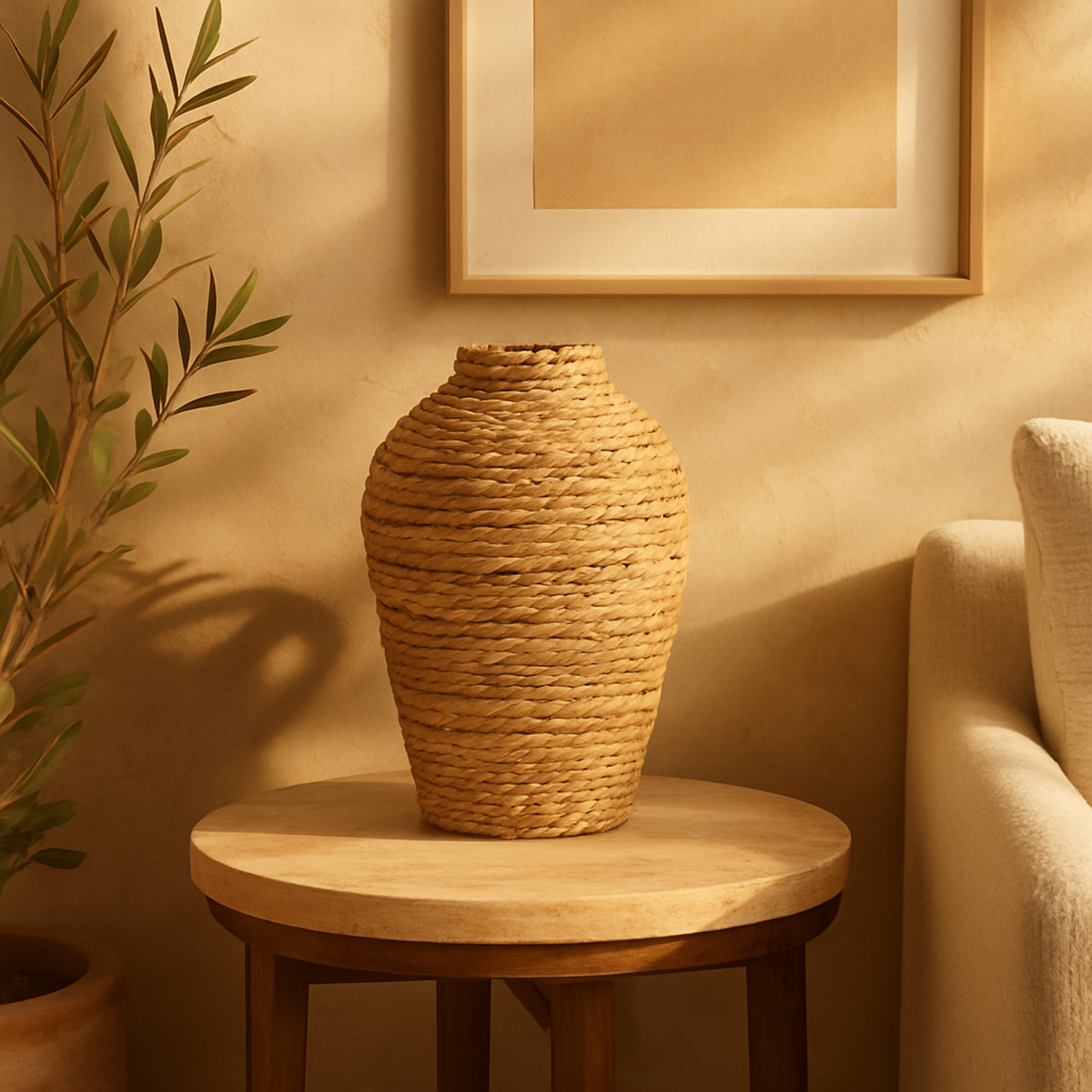 Brown Seagrass Handmade Braided Decorative Vase