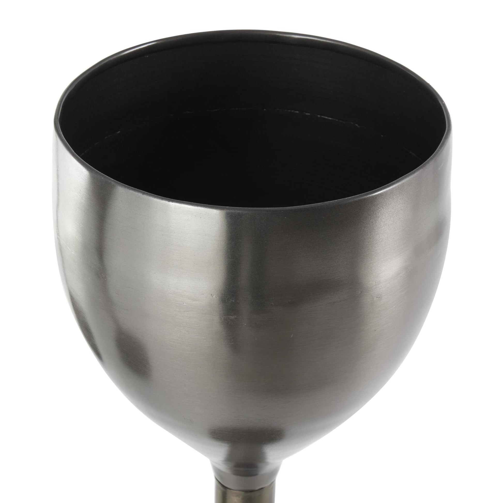 Set of 3 Wine Silver Metal Glass Inspired Indoor Outdoor Planter with Black Marble Base