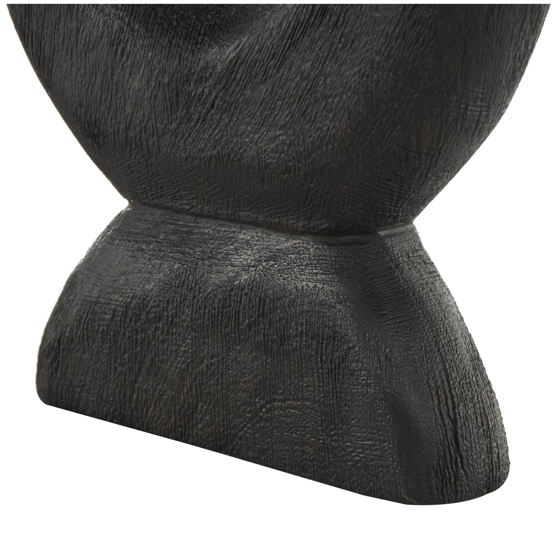 Set of 2 Abstract Black Mango Wood Cutout Oval Decorative Sculpture