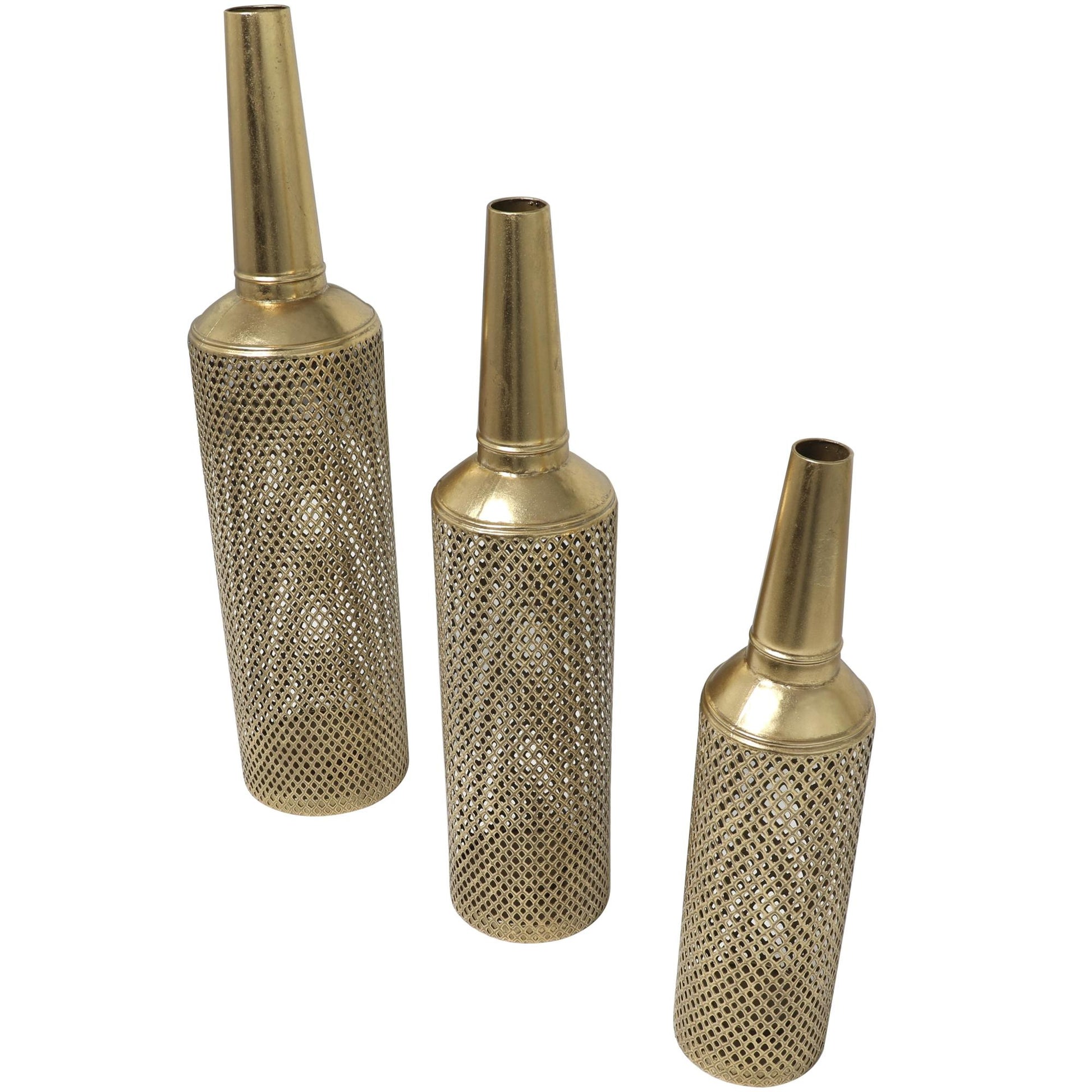 Set of 3 Metal Tall Slim Floor Decorative Vase Set of 3 35", 29", 22"H