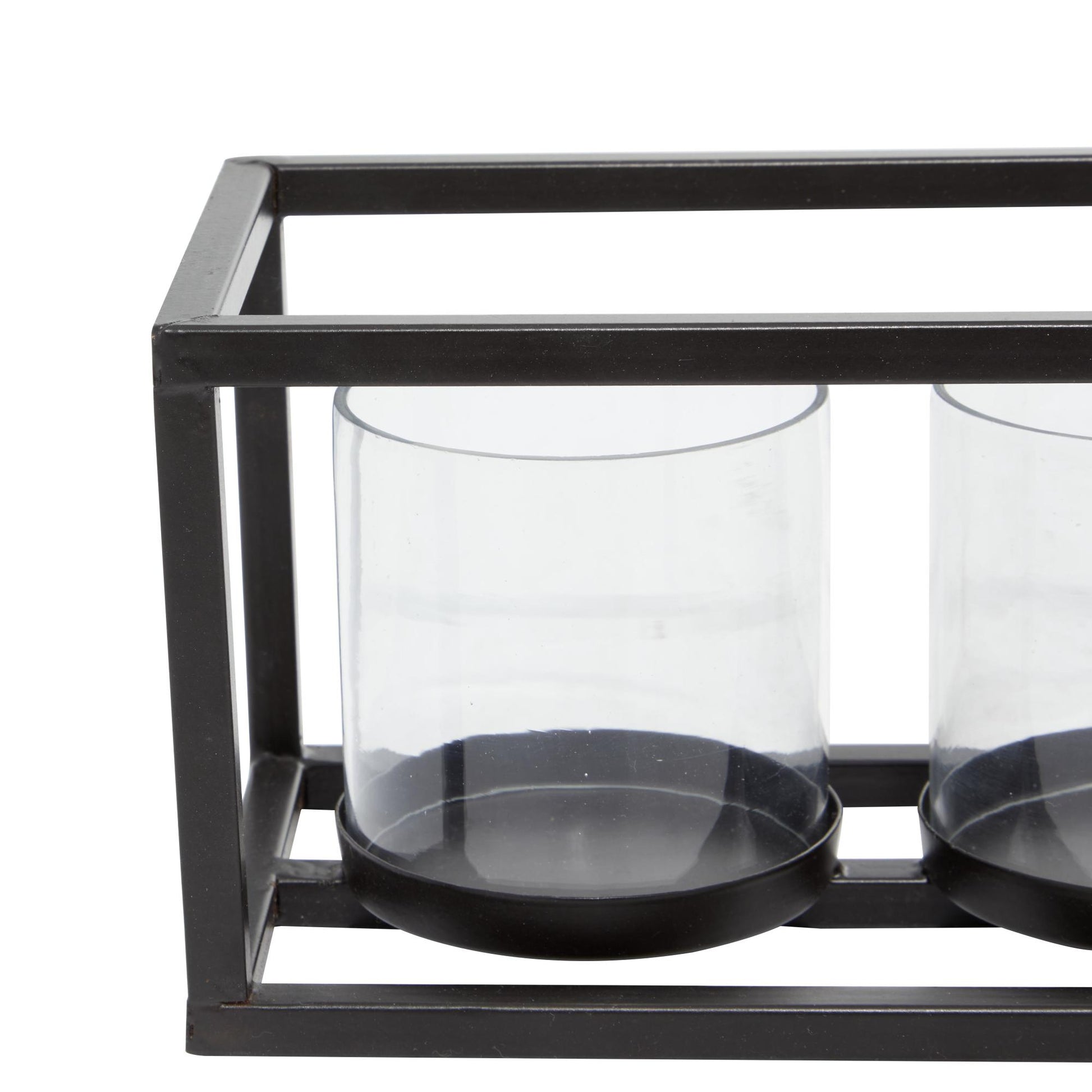 Black Metal 5 Glass Sleeve Decorative Candelabra