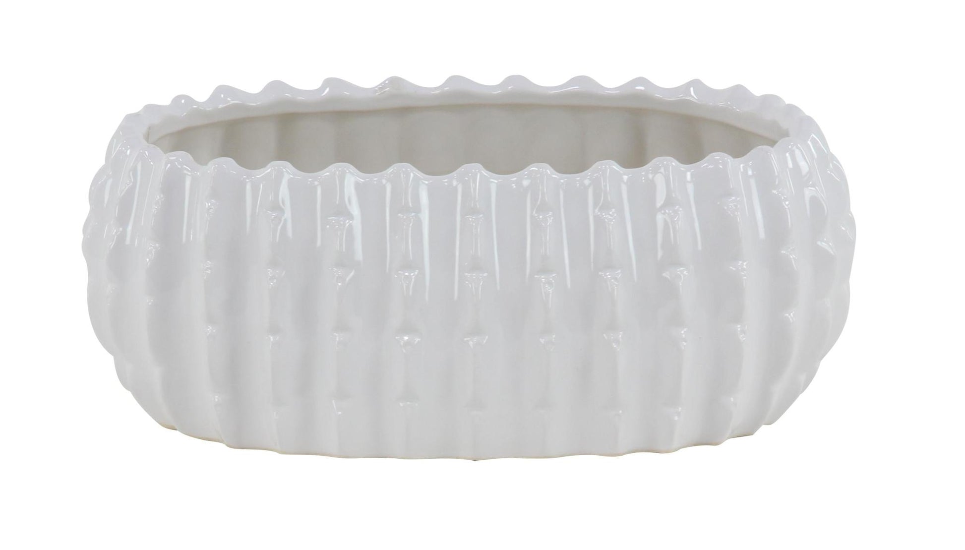 Set of 3 White Ceramic Indoor Outdoor Planter