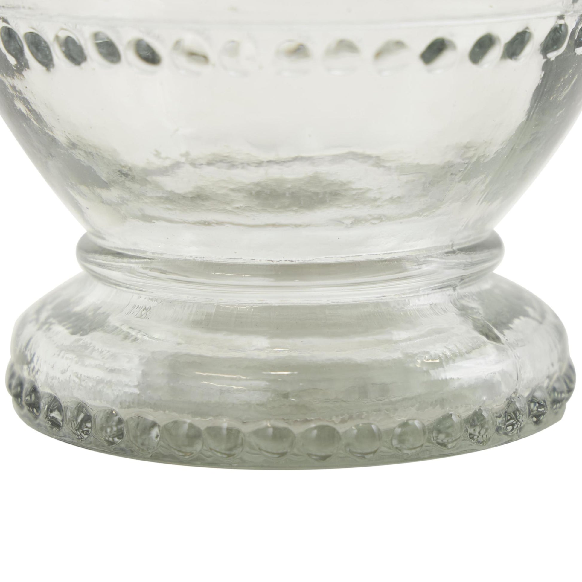 Set of 2 Clear Glass Beaded Living Room Decorative Jars with Wood Lids