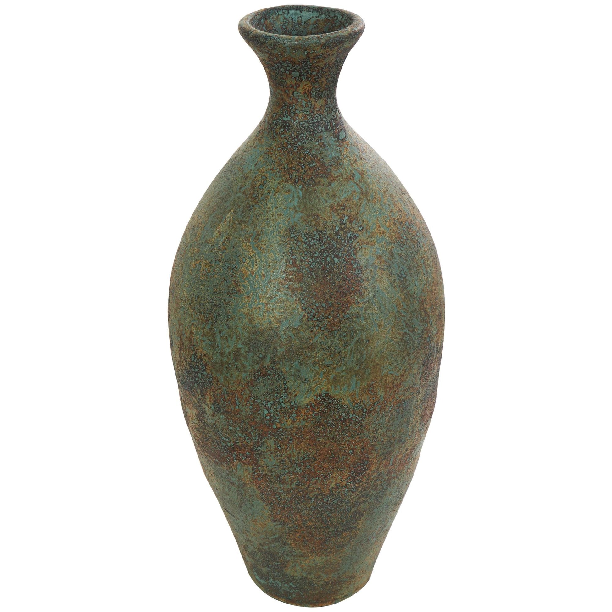 Green Ceramic Distressed Antique Style Decorative Vase
