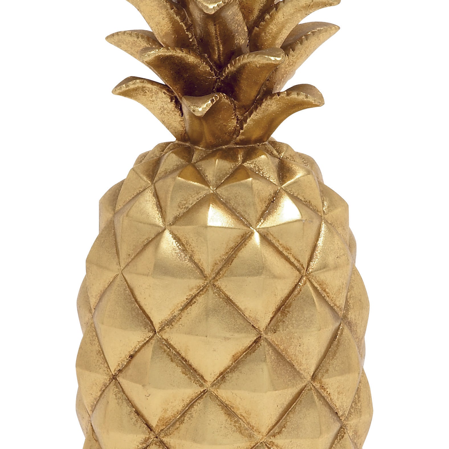 Fruit Gold Polystone Textured Pineapple Decorative Sculpture