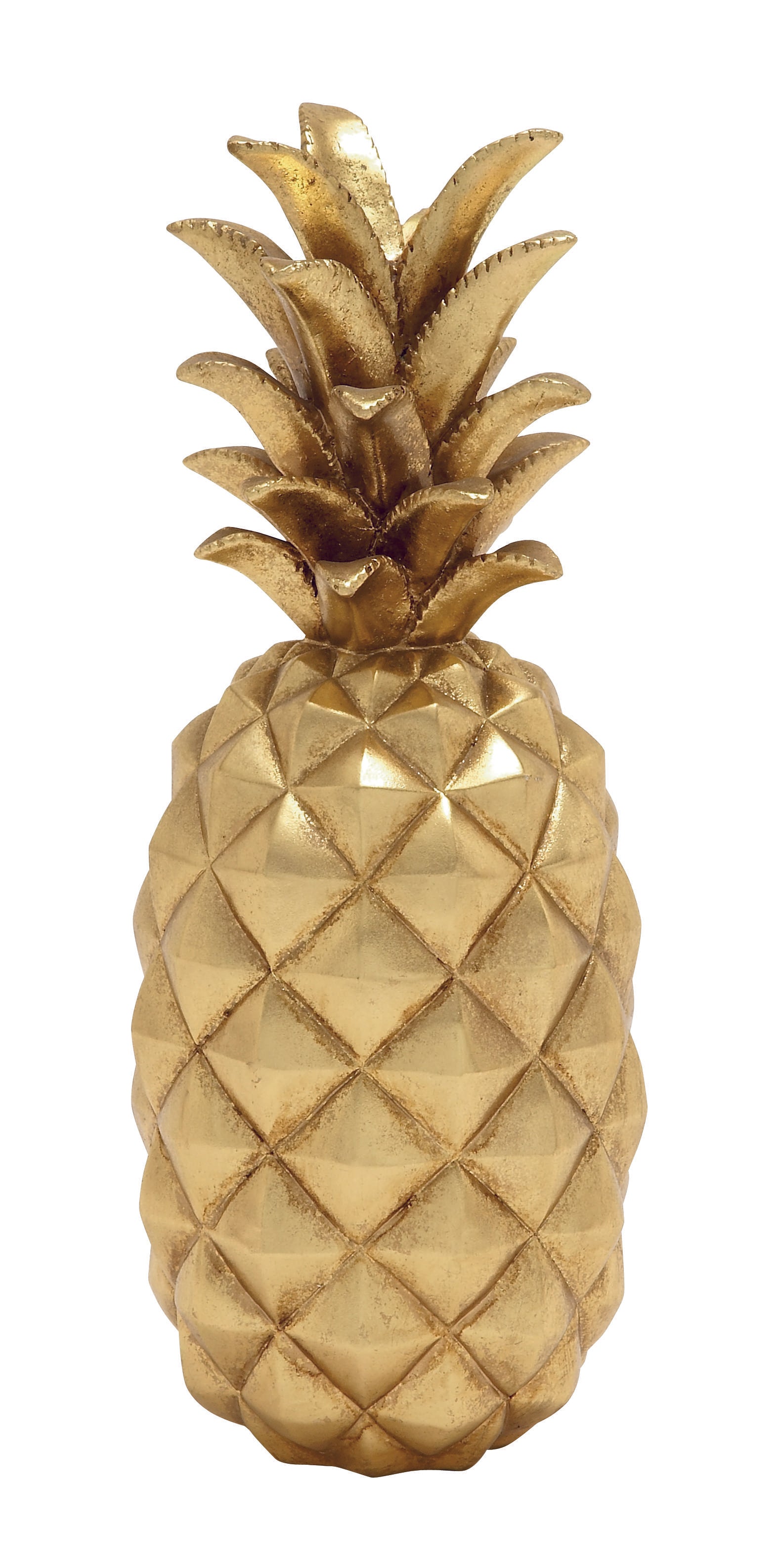 Fruit Gold Polystone Textured Pineapple Decorative Sculpture