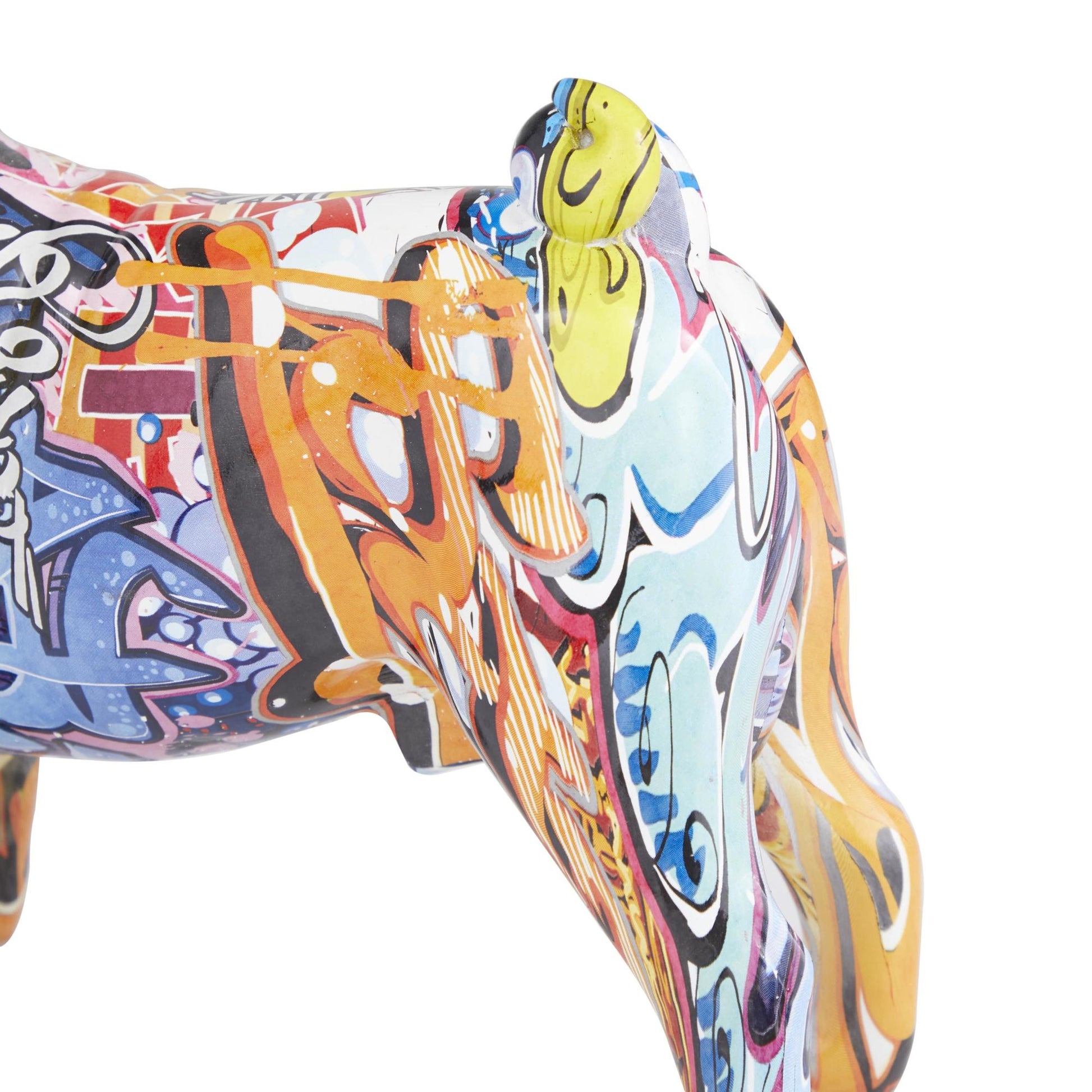 Bulldog Multi Colored Polystone Graffiti Decorative Sculpture