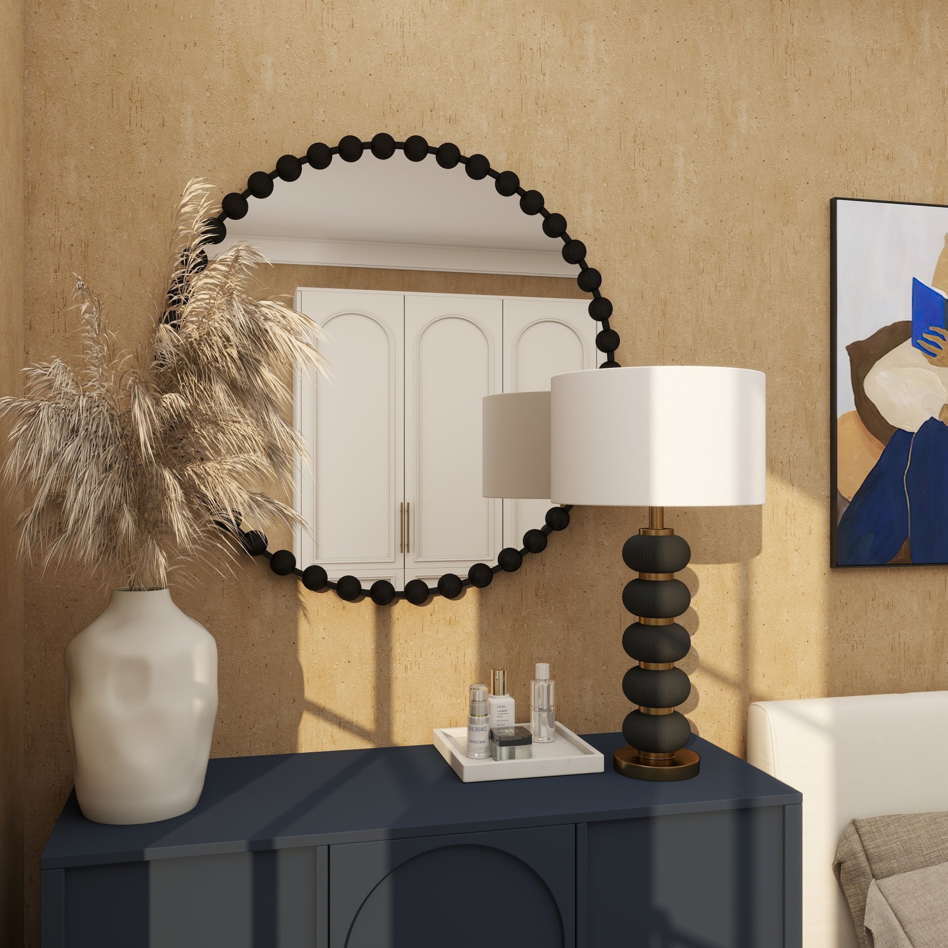 CosmoLiving by Cosmopolitan Metal Room Wall Mirror with Beaded Detailing