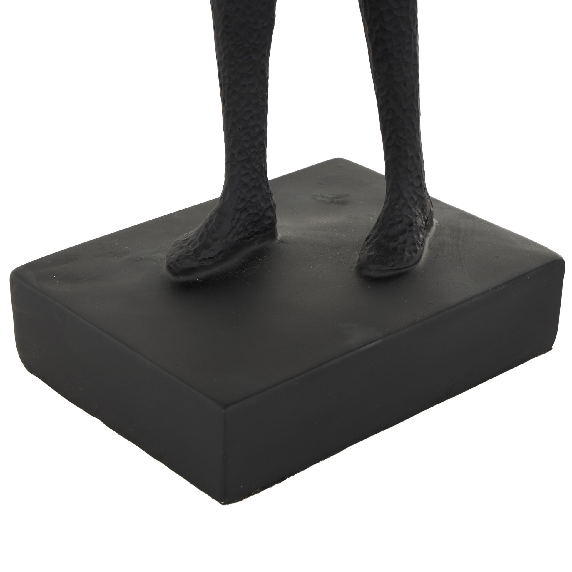 People Black Resin Concaved Room Table Lamp with Rectangular Frame and Copper Shadings