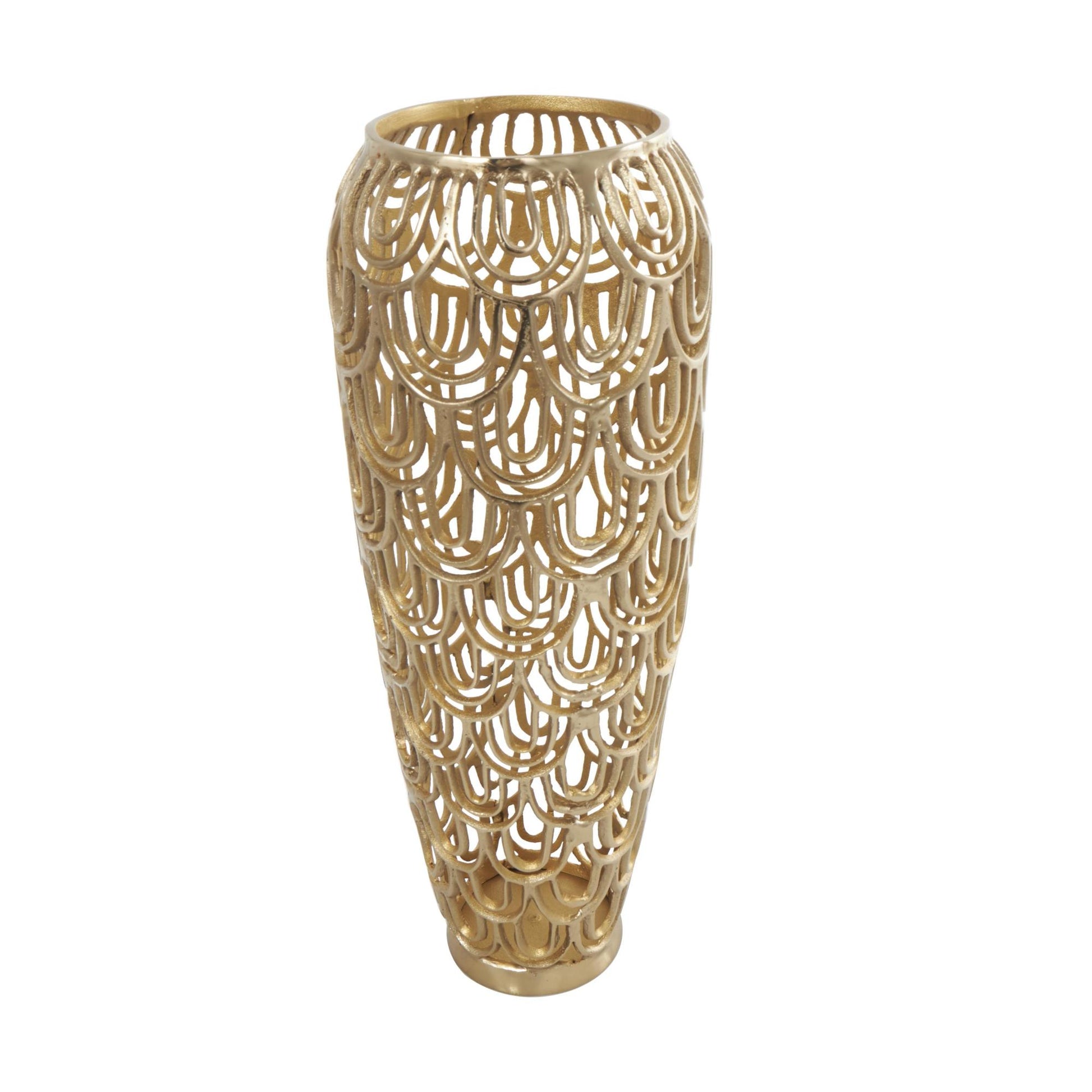 Geometric Aluminum Metal Art Deco Inspired Arched Decorative Vase