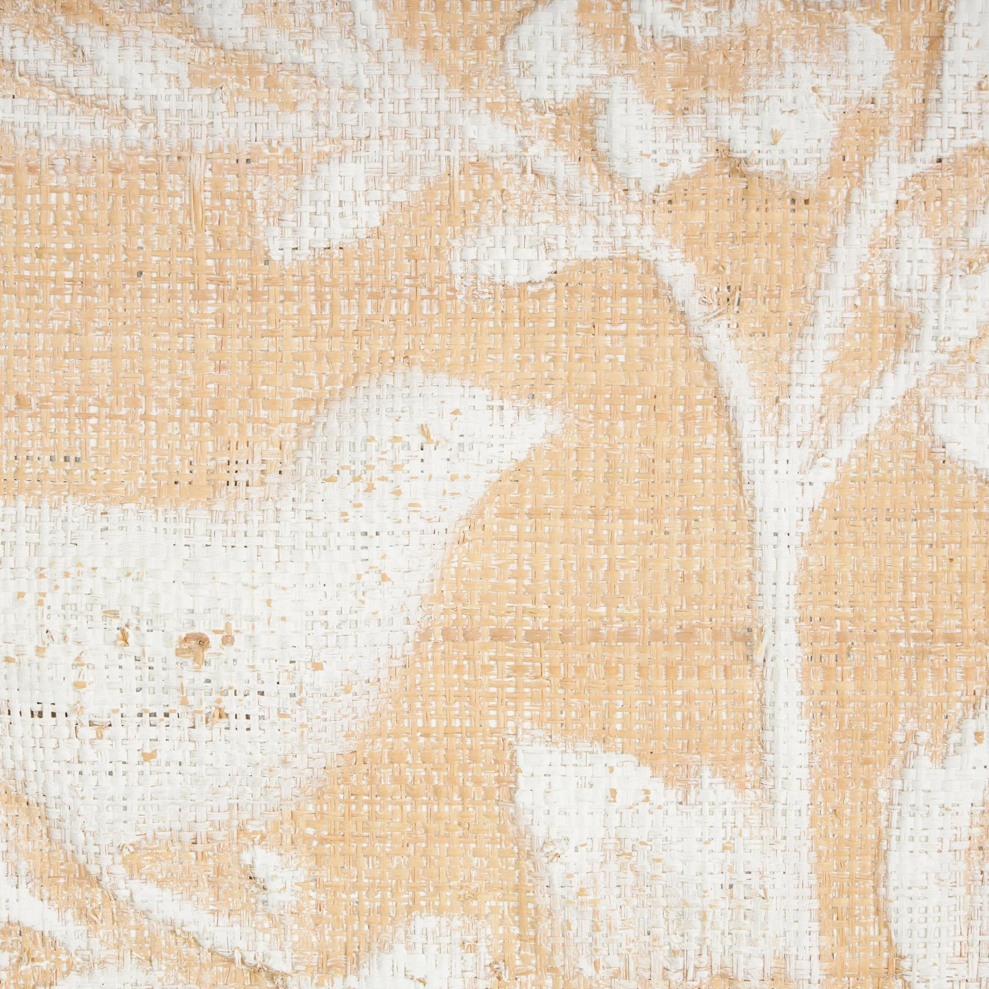 Set of 2 Bird Brown Wood Living Room Framed Wall Art with White Painted Floral Patterns