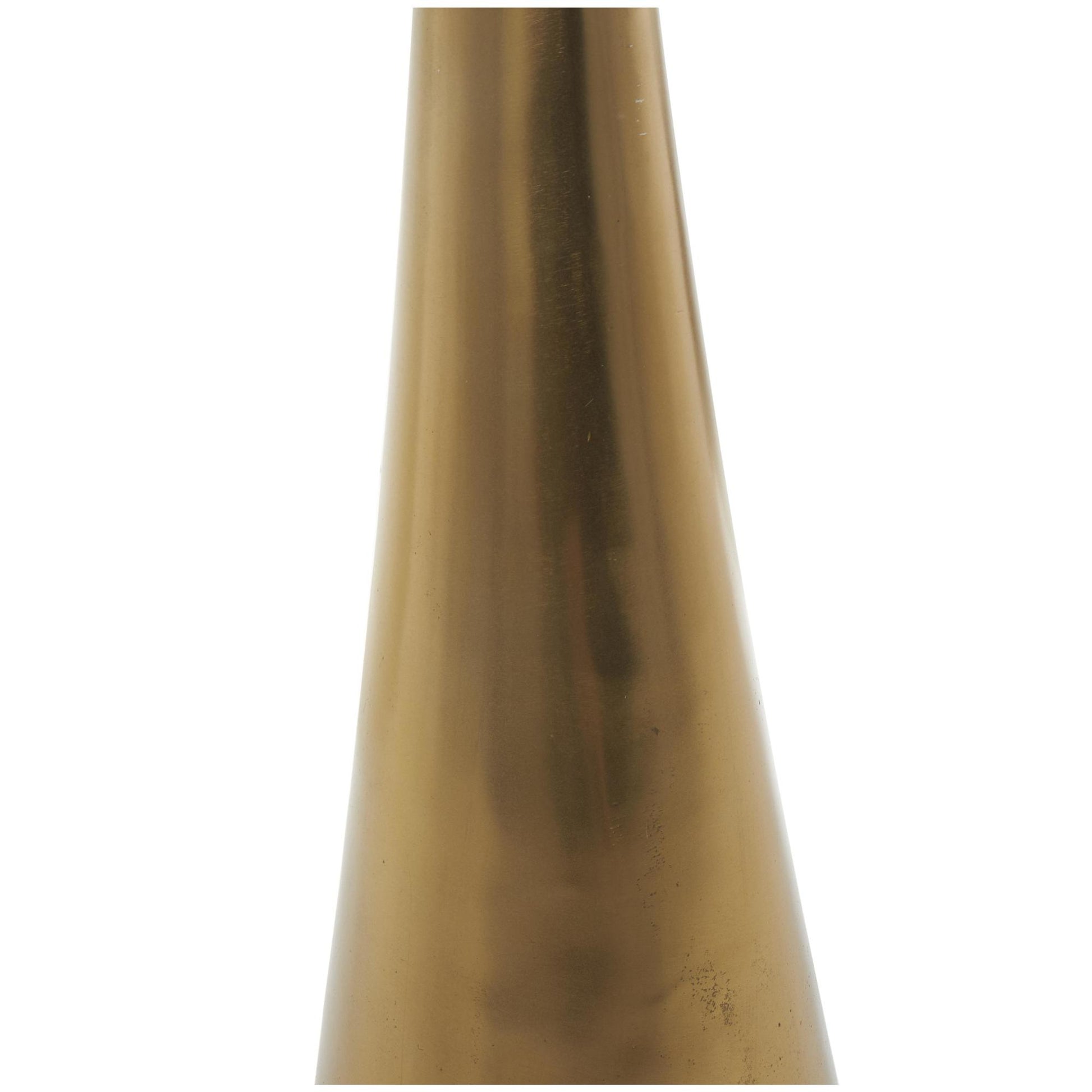 Geometric Aluminum Metal Cone Side End Accent Table with Textured Glass Tabletop