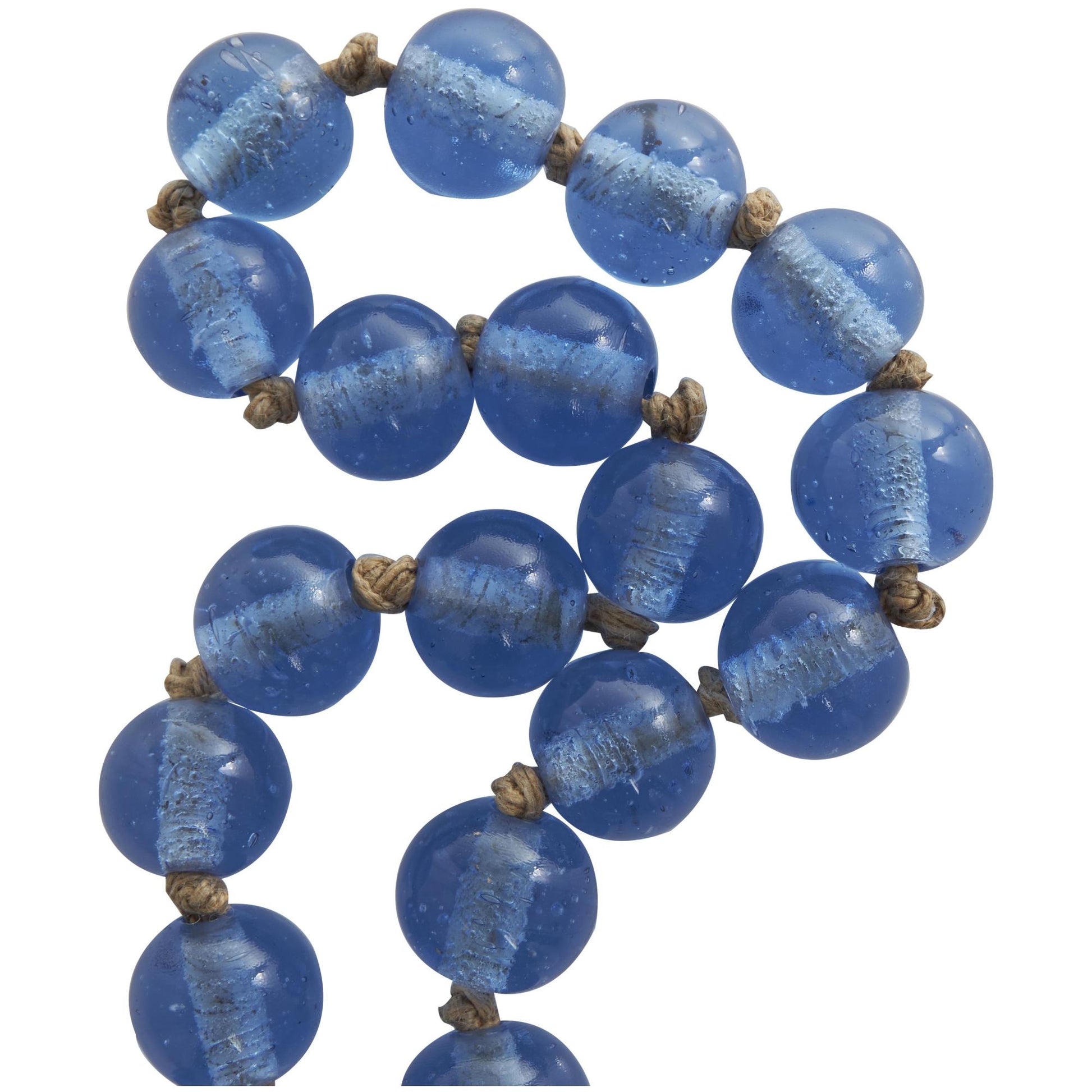 Glass Handmade Round Beaded Garland with Tassel with Knotted Brown Jute