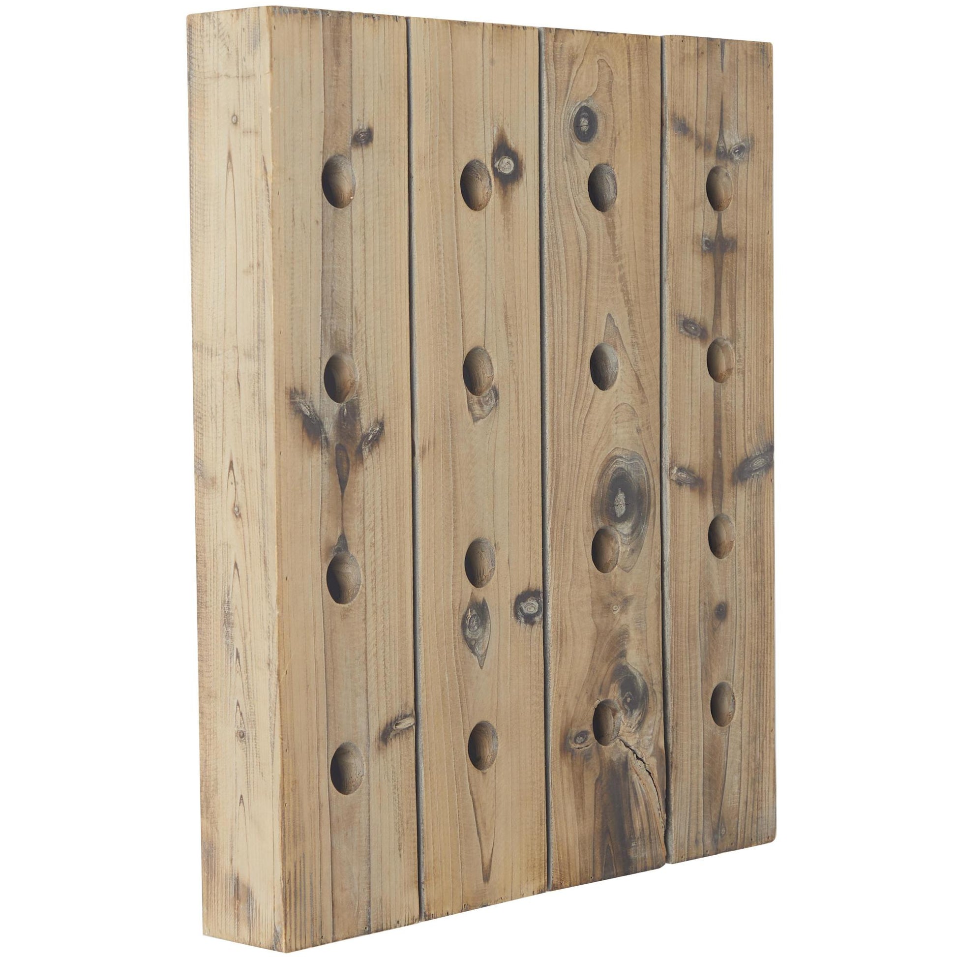 Brown Wood Tall 40 Hole Display Wall Wine Rack