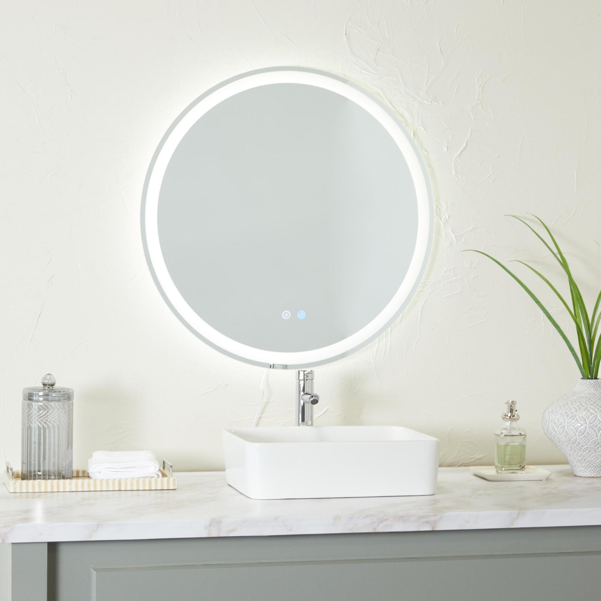 Silver Glass Room Anti Fog Mirror with LED Light