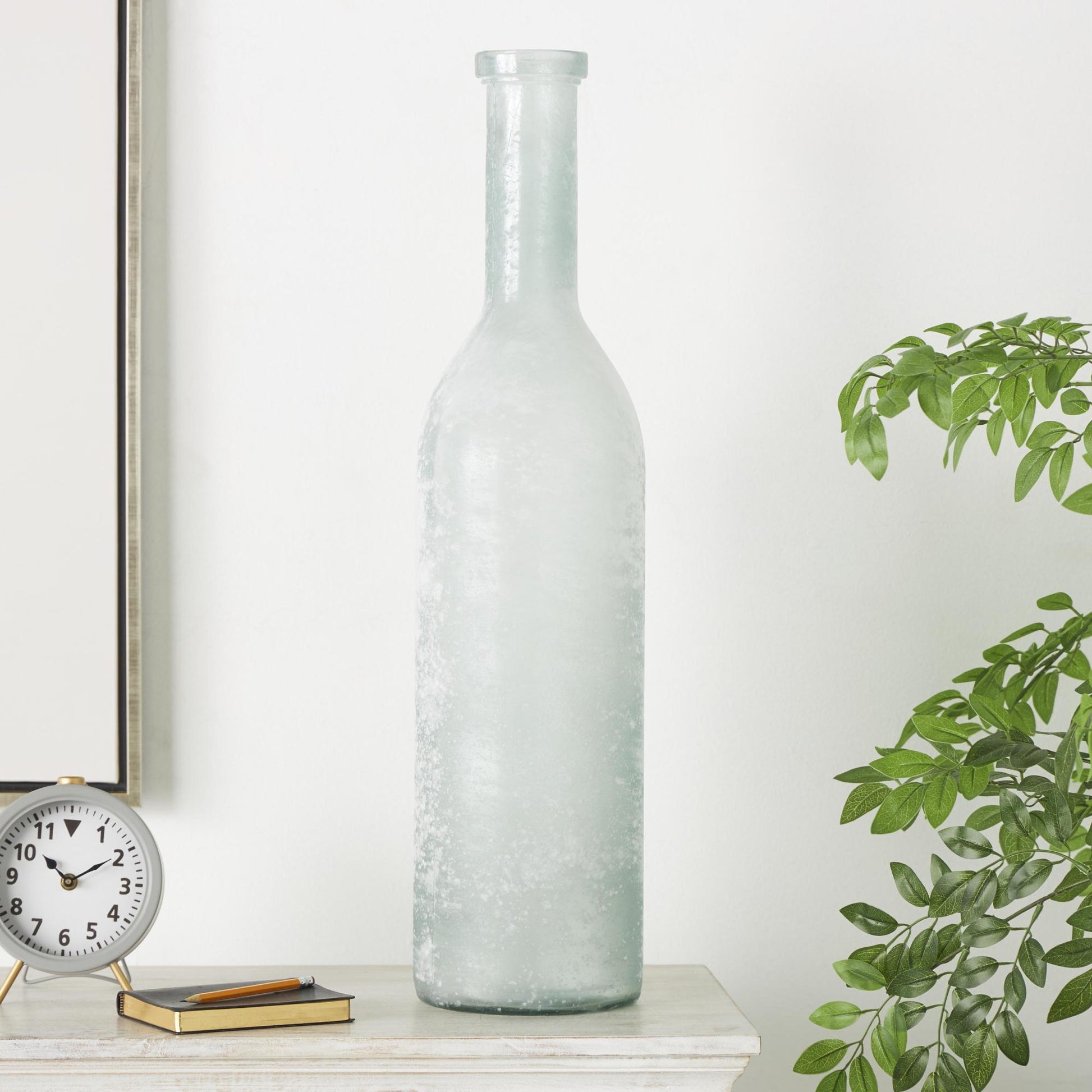 Recycled Glass Handmade Tall Spanish Bottleneck Decorative Vase 7" x 7" x 30"