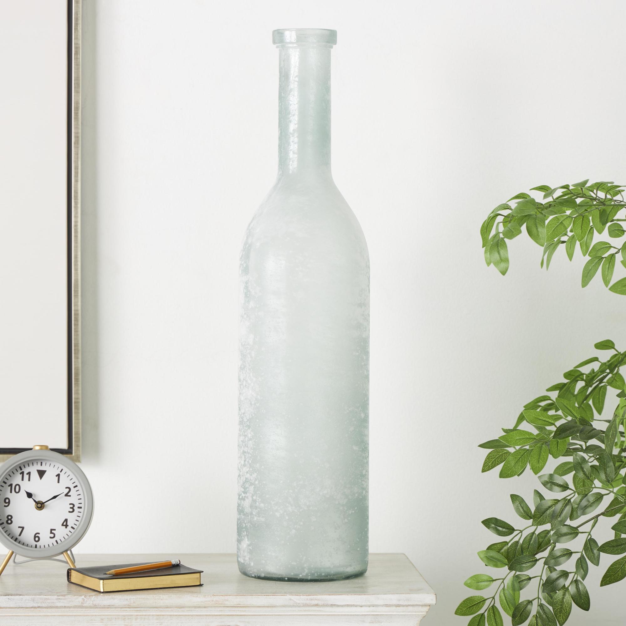 Recycled Glass Handmade Tall Spanish Bottleneck Decorative Vase 7" x 7" x 30"