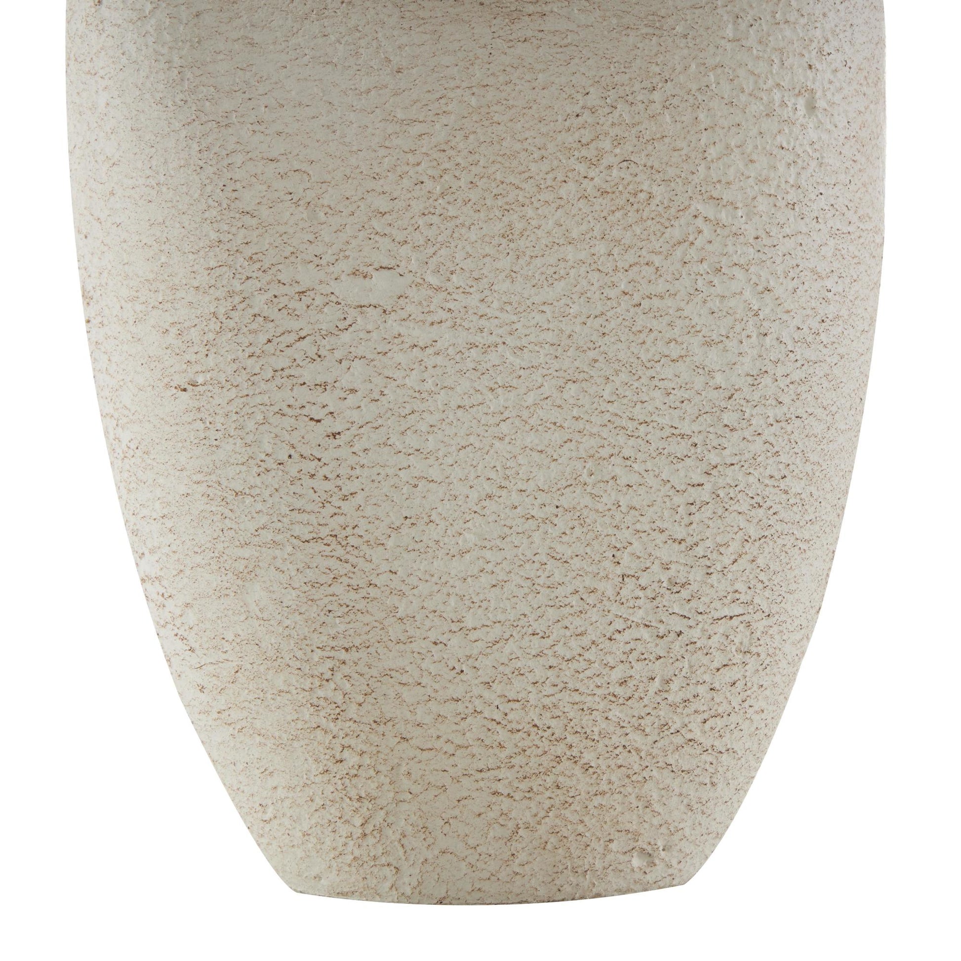 Abstract Cream Paper Mache Curved Cutout Decorative Vase with Brown Distressed Texturing